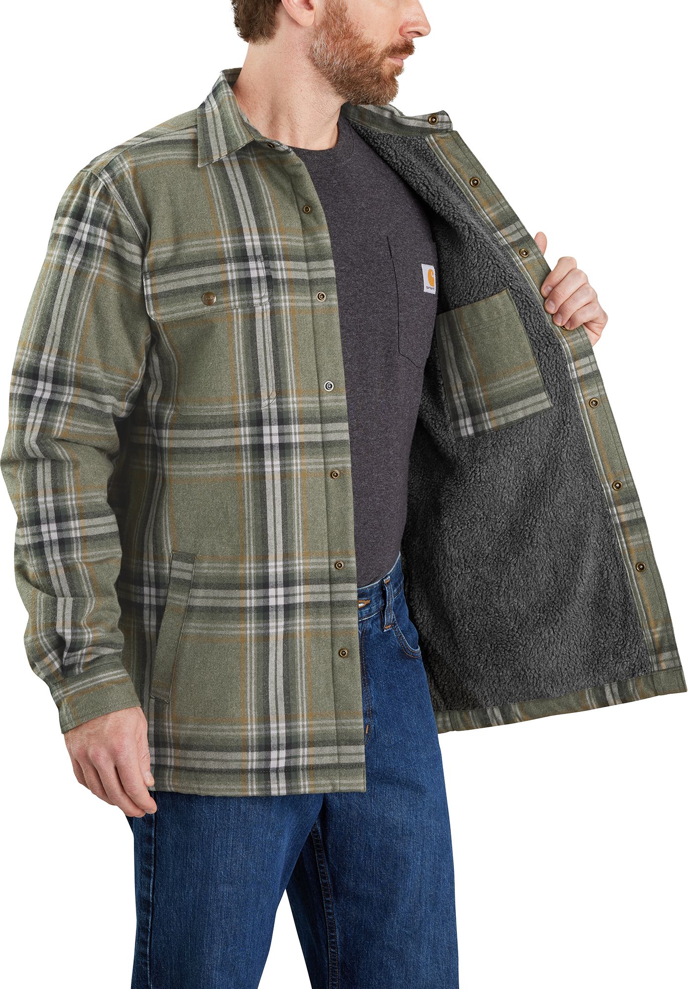Carhartt Men's Relaxed Fit Flannel Sherpa Lined Long Sleeve Shirt product image