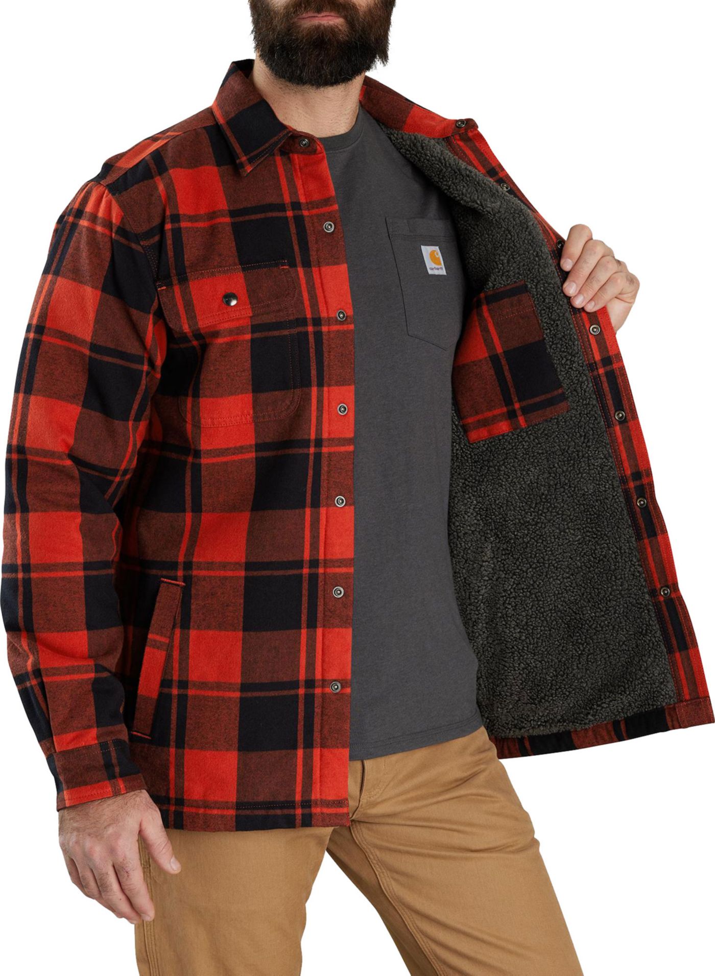 Carhartt Men s Flannel Sherpa Lined Shirt Jacket Dick s Sporting Goods