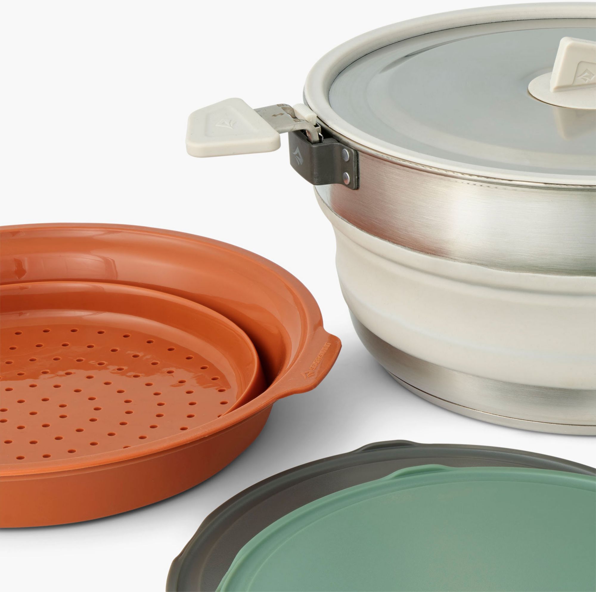 SEA TO SUMMIT Kit Cucina Da Campeggio Detour Essentials - 4 Pezzi Per 2-4 Persone: Pentola 5L Pieghevole, Colino, Coperchio E 2 Taglieri