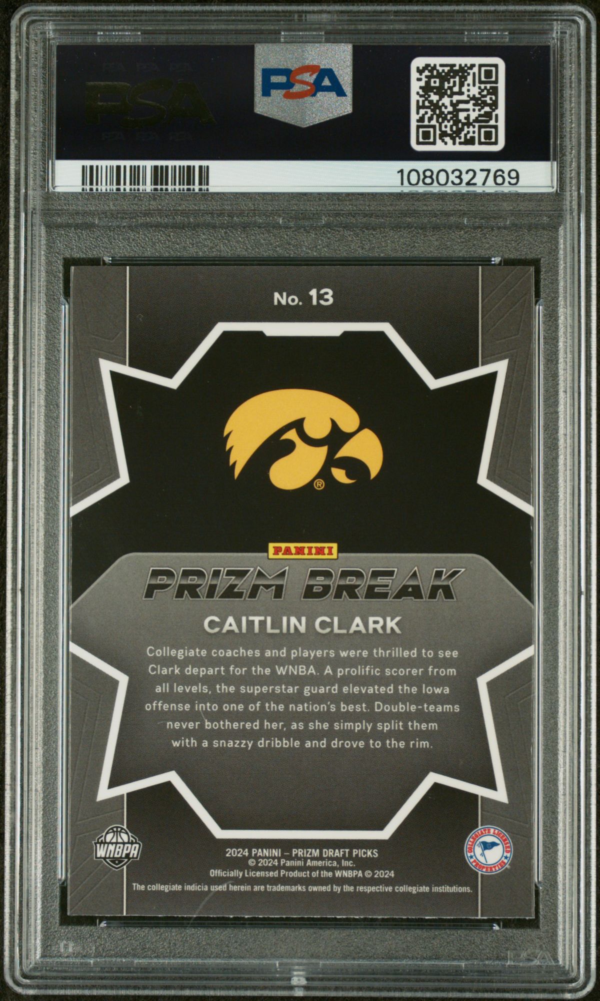 2024 Panini Prizm Draft Picks Prizm Break 13 Caitlin Clark PSA 10 product image