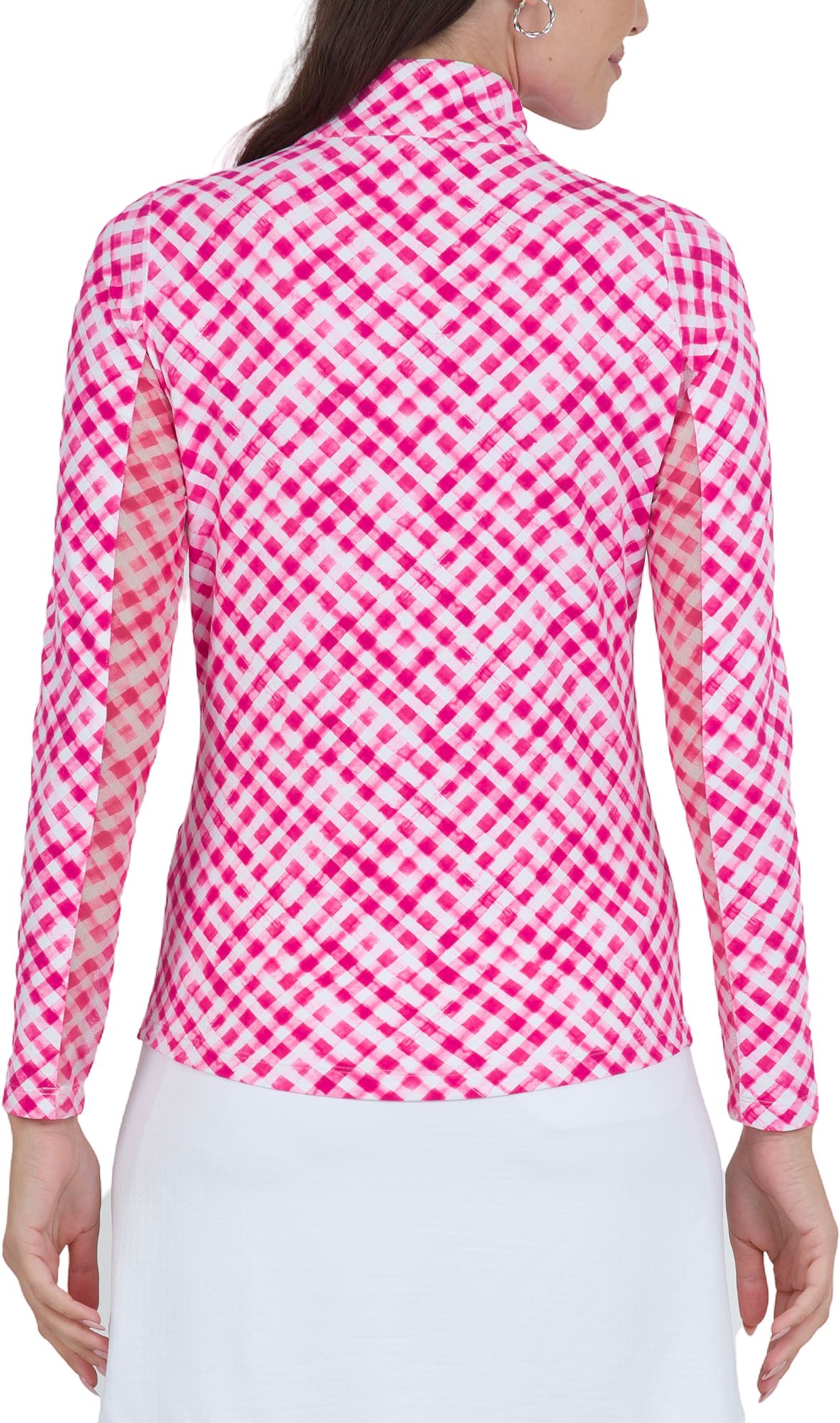 IBKUL Women's Gingham Check Print Long Sleeve Mock Neck Pullover product image
