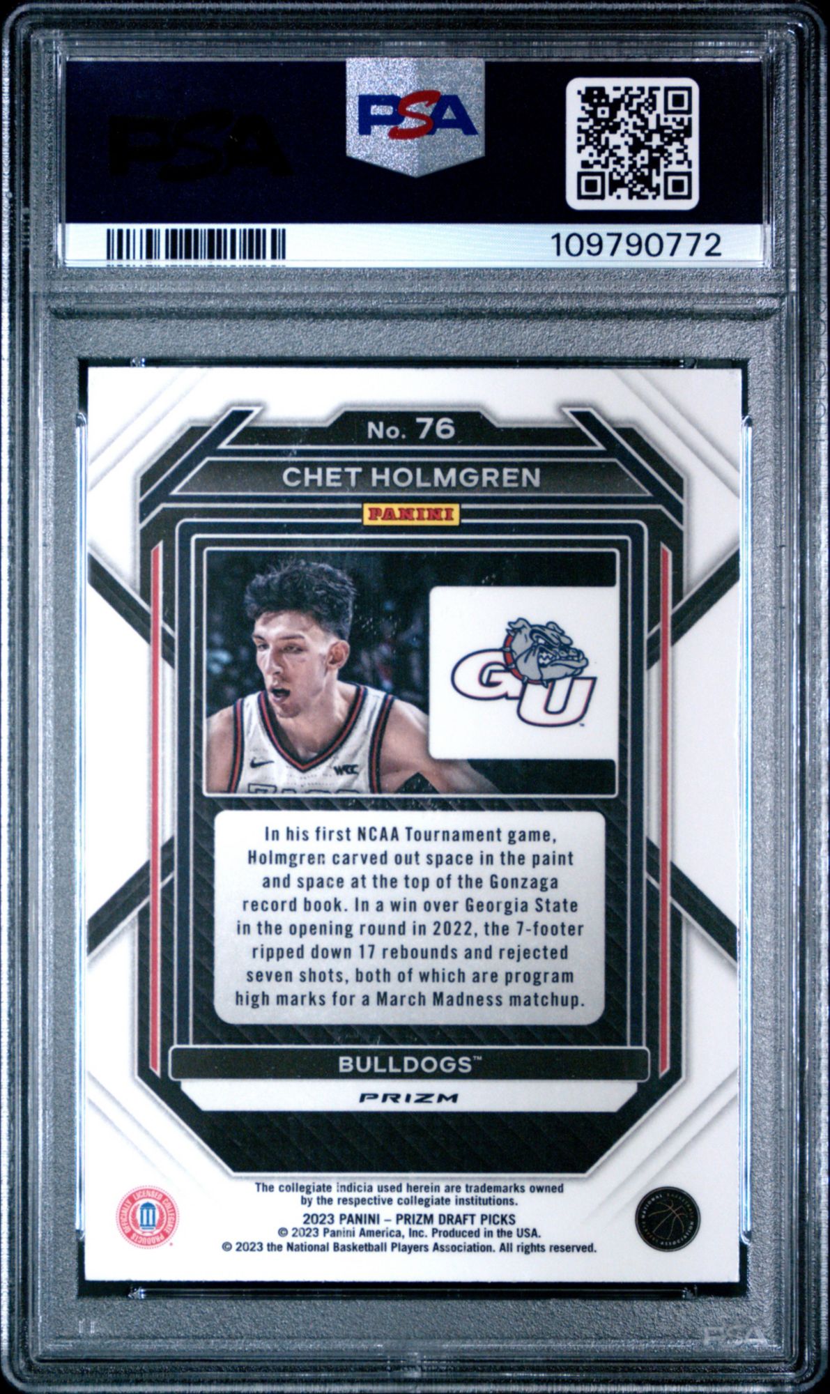 2023 Panini Prizm Draft Picks 76 Chet Holmgren Tiger Stripe Choice PSA 10 product image