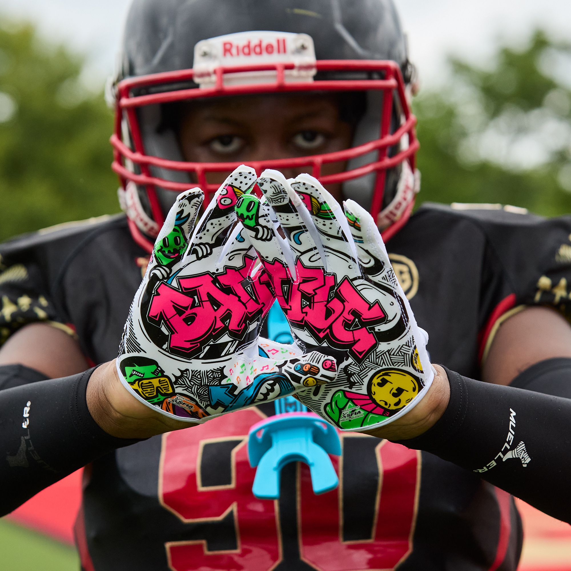 Battle Sports Adult Doom Speed Receiver Football Gloves - Graffiti product image