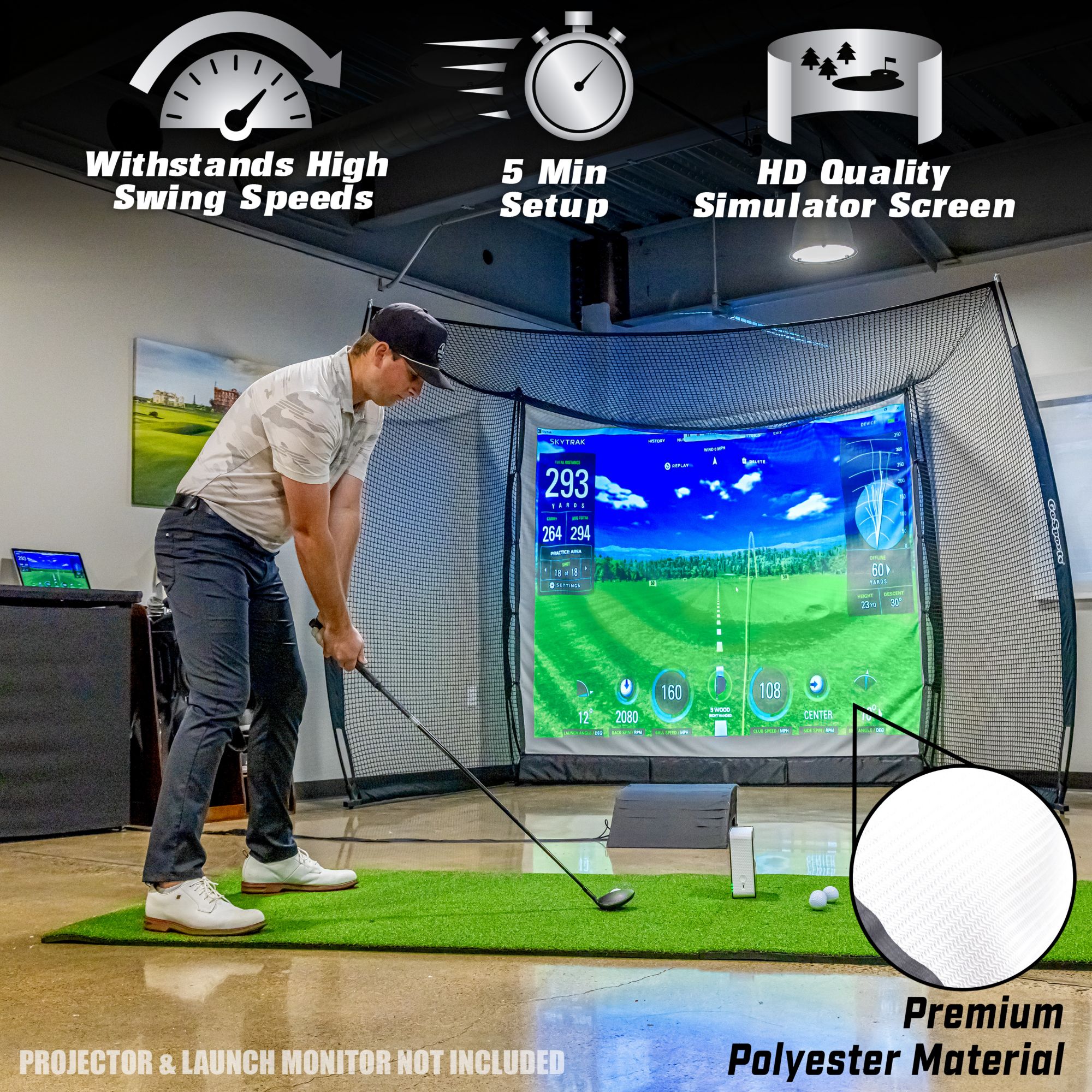 GoSports Range Cage 10'x8' Hitting Net with Simulator Impact Screen product image