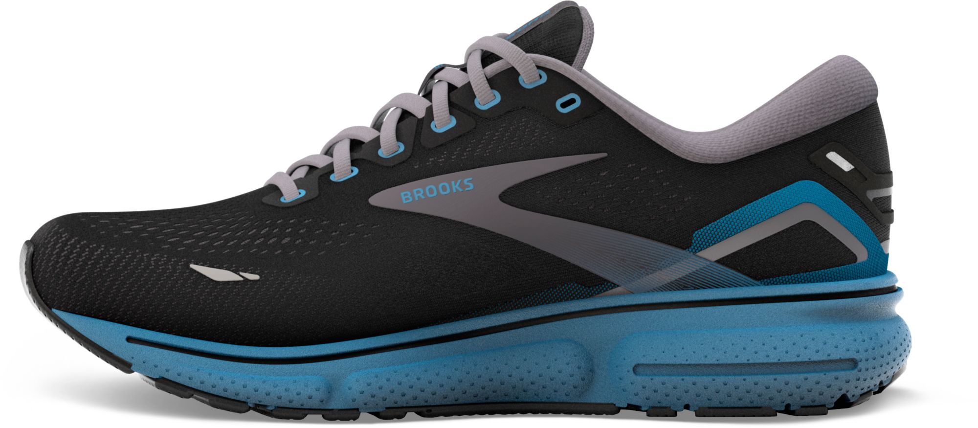 Brooks Men's Ghost 15 Running Shoes - Black/Blue - Medium/D