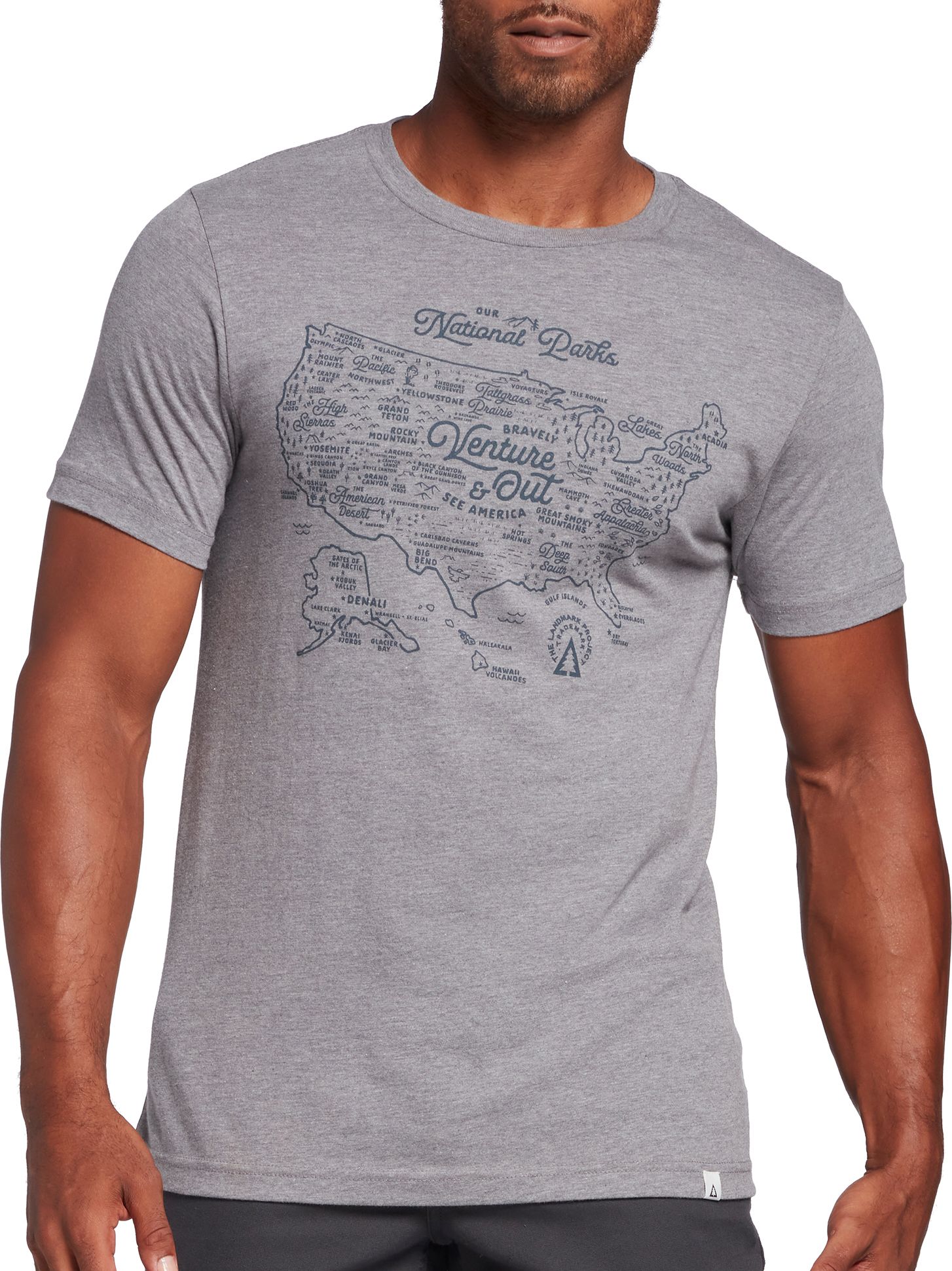 The Landmark Project Adult National Parks Map Short Sleeve Graphic T-Shirt product image