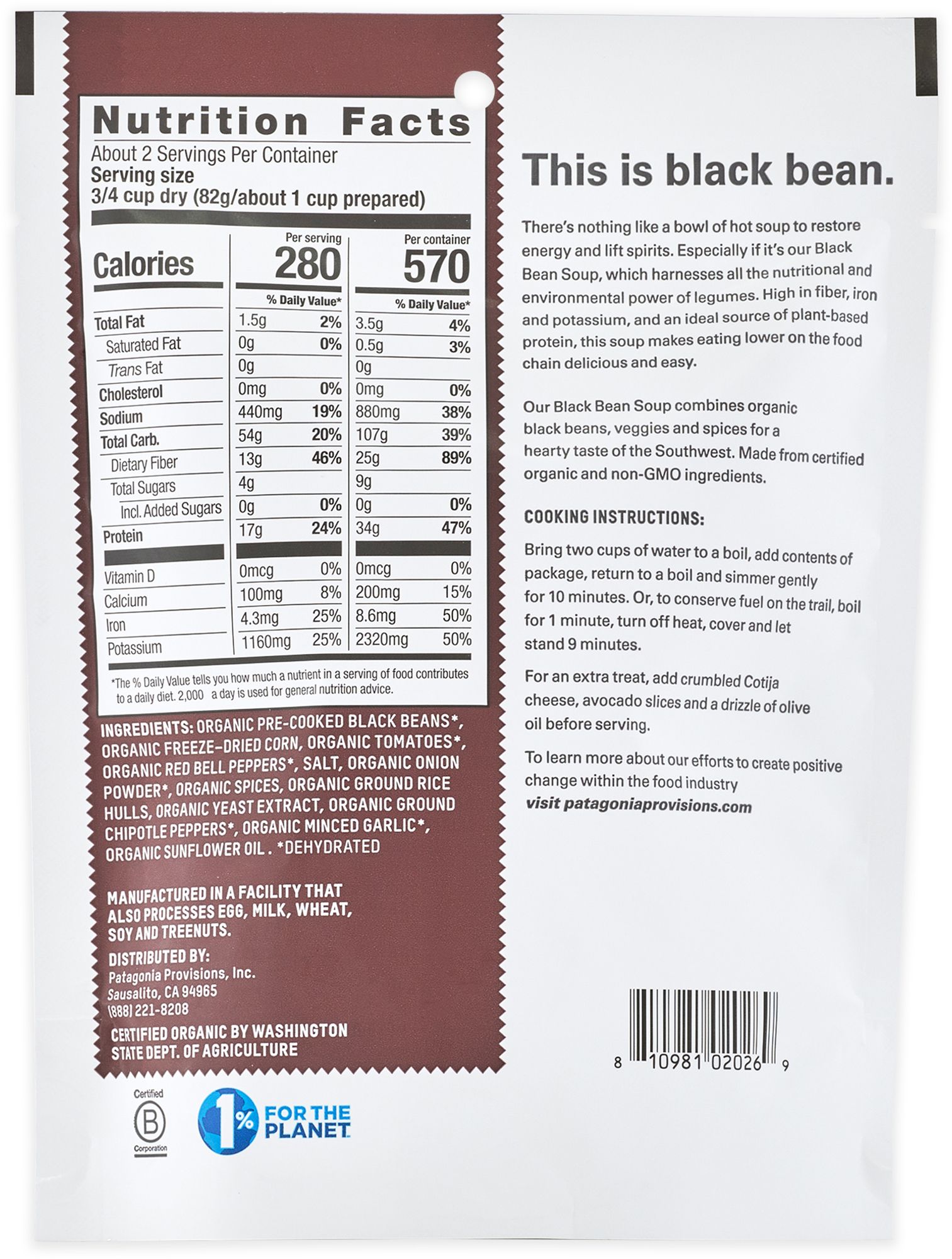Patagonia Provisions Organic Black Bean Soup product image
