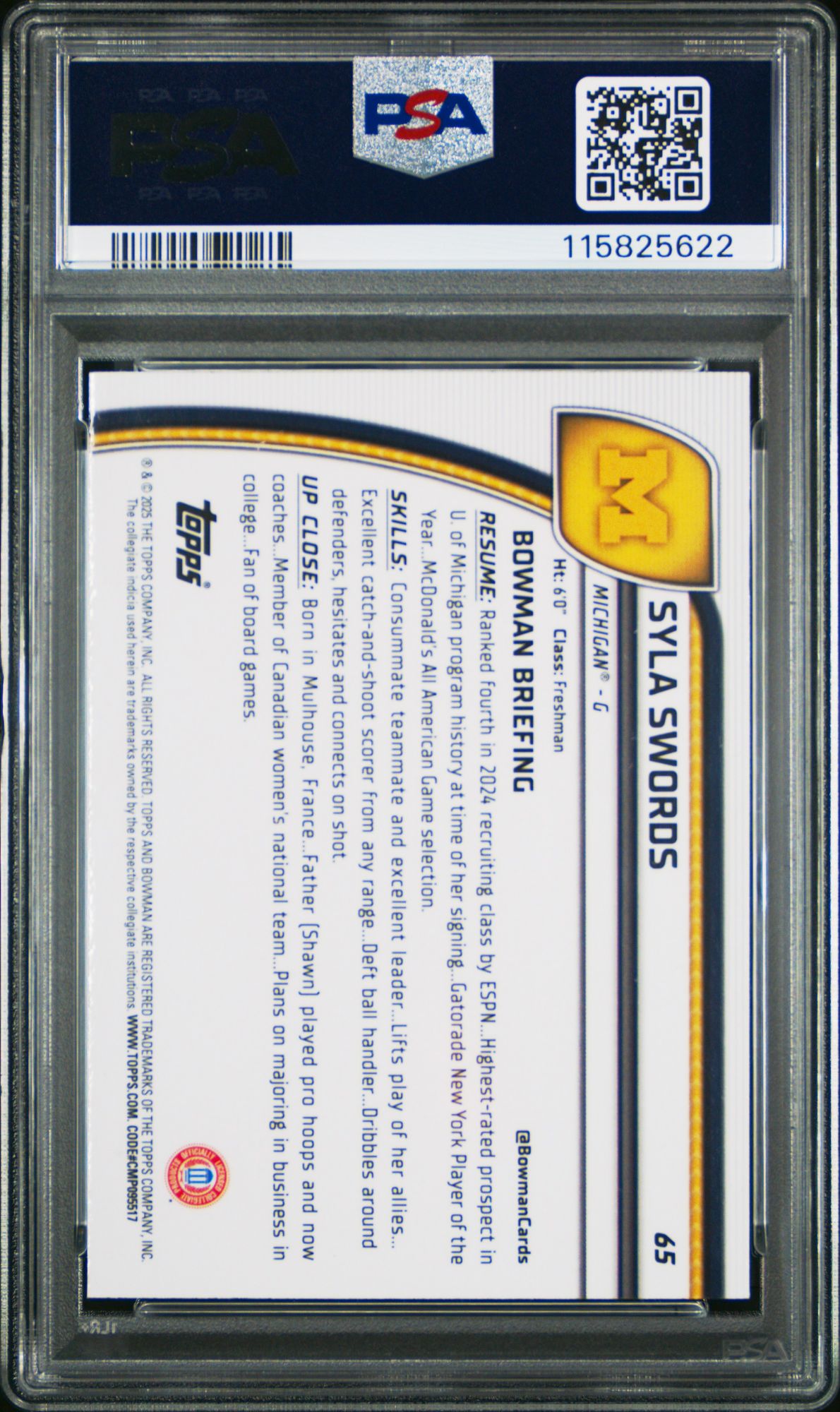 2024 Bowman Chrome University 65 Syla Swords X-fractor PSA 10 product image