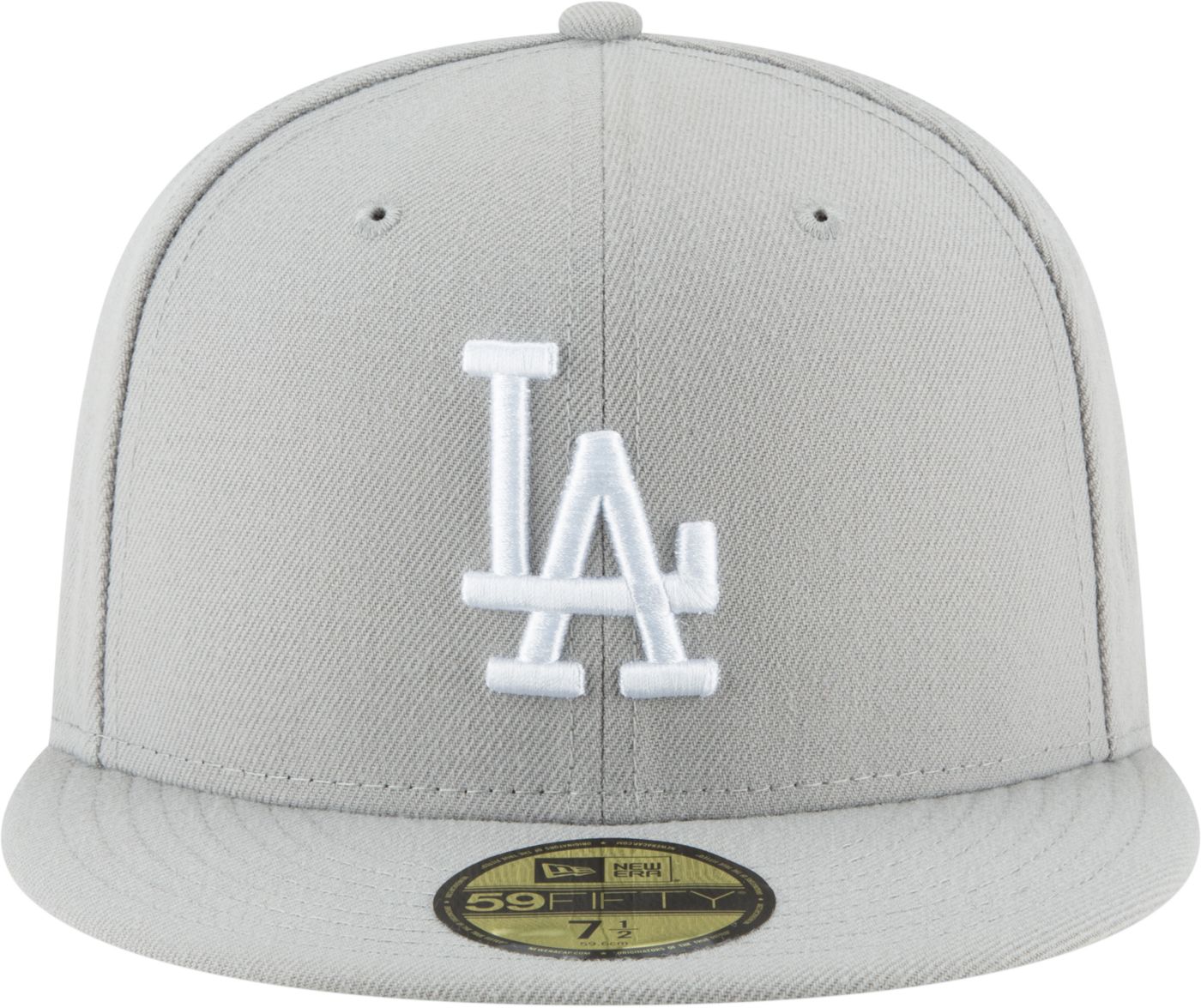 New Era Adult Los Angeles Dodgers 59Fifty Basic Grey Fitted Hat Dick s Sporting Goods
