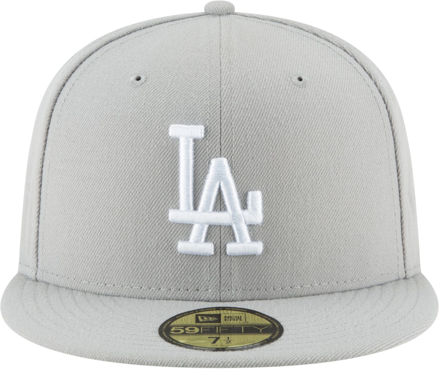 New Era Adult Los Angeles Dodgers 59Fifty Basic Grey Fitted Hat Dick s Sporting Goods