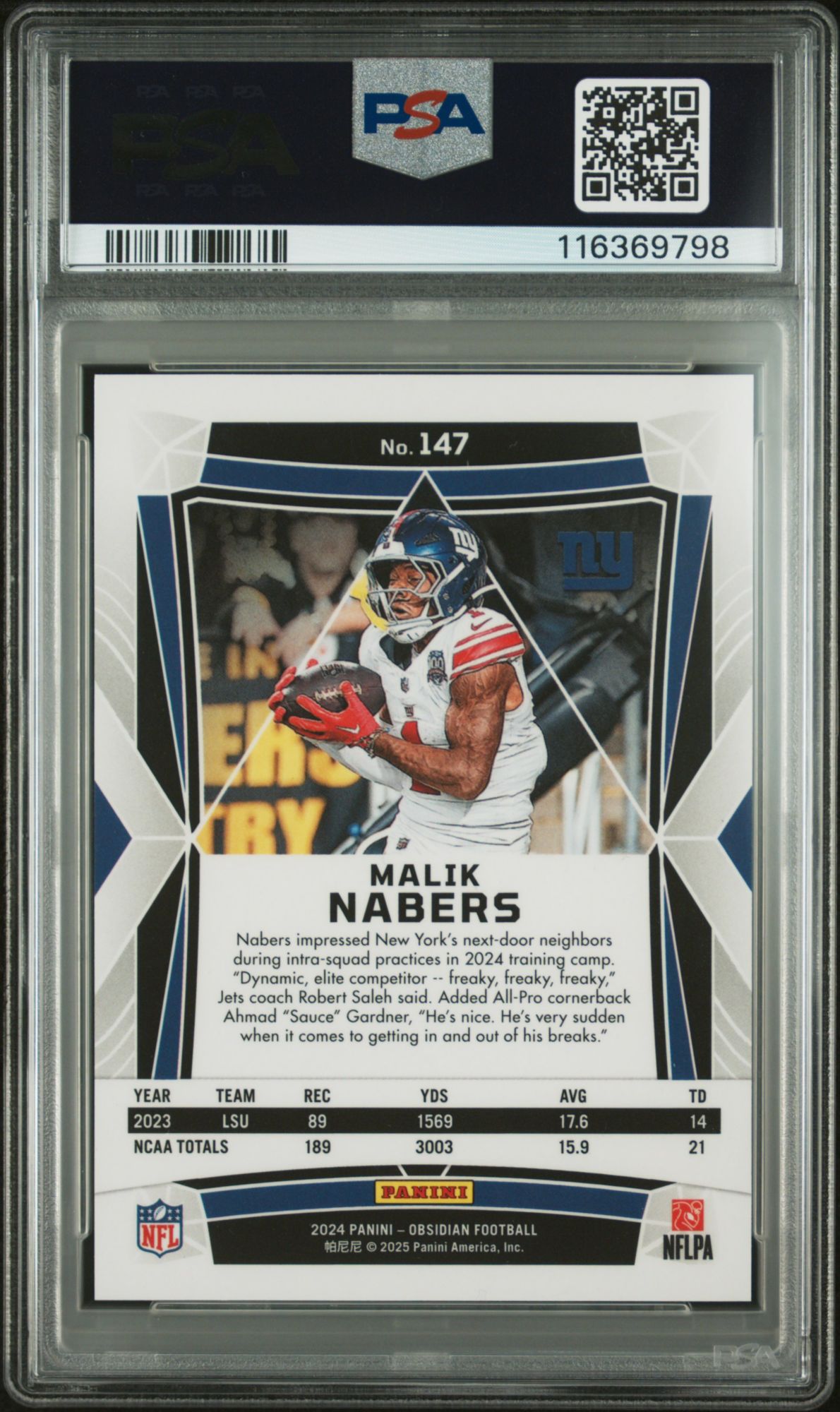 2024 Panini Obsidian 147 Malik Nabers International PSA 10 product image