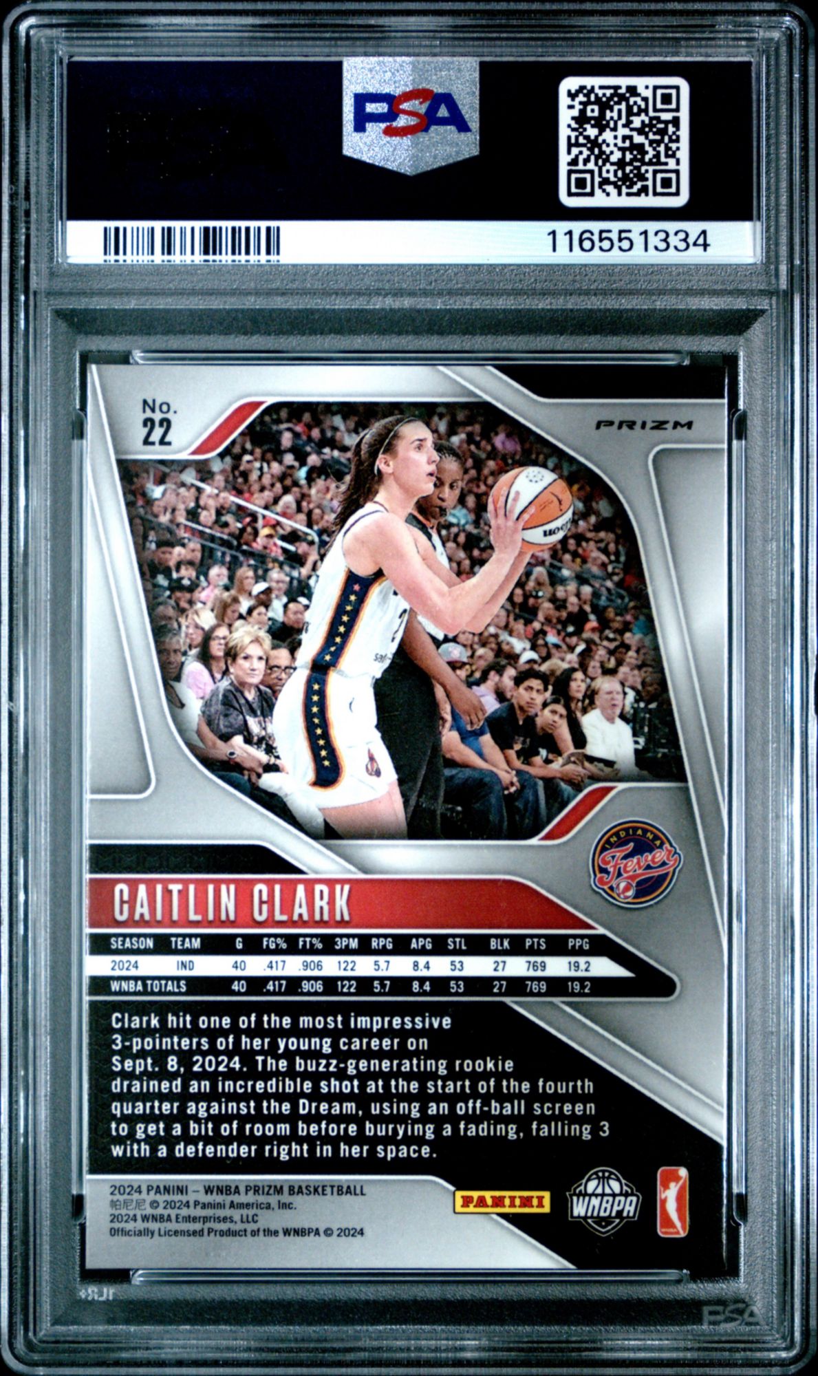 2024 Panini Prizm WNBA 22 Caitlin Clark Ice PSA 10 product image