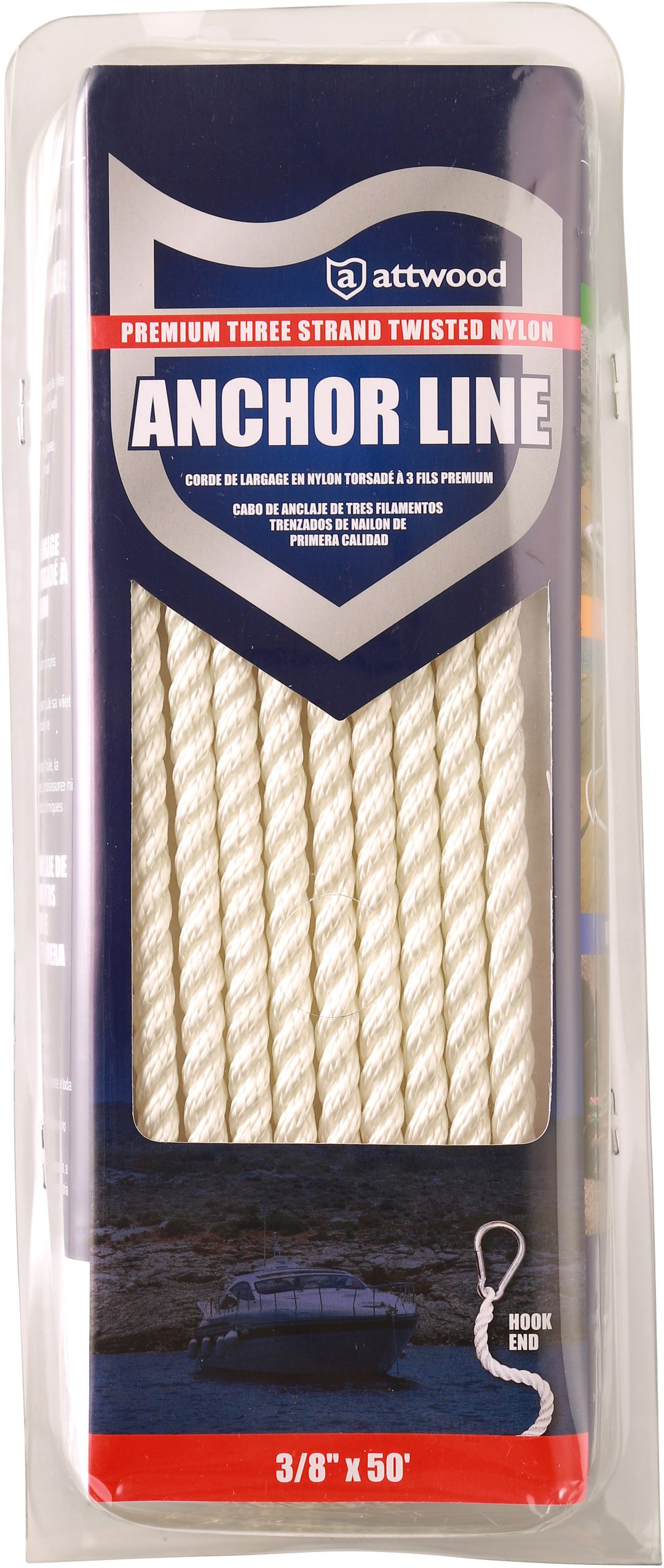 attwood Premium 3Strand Twisted Nylon Dock Line Boating Dock Lines