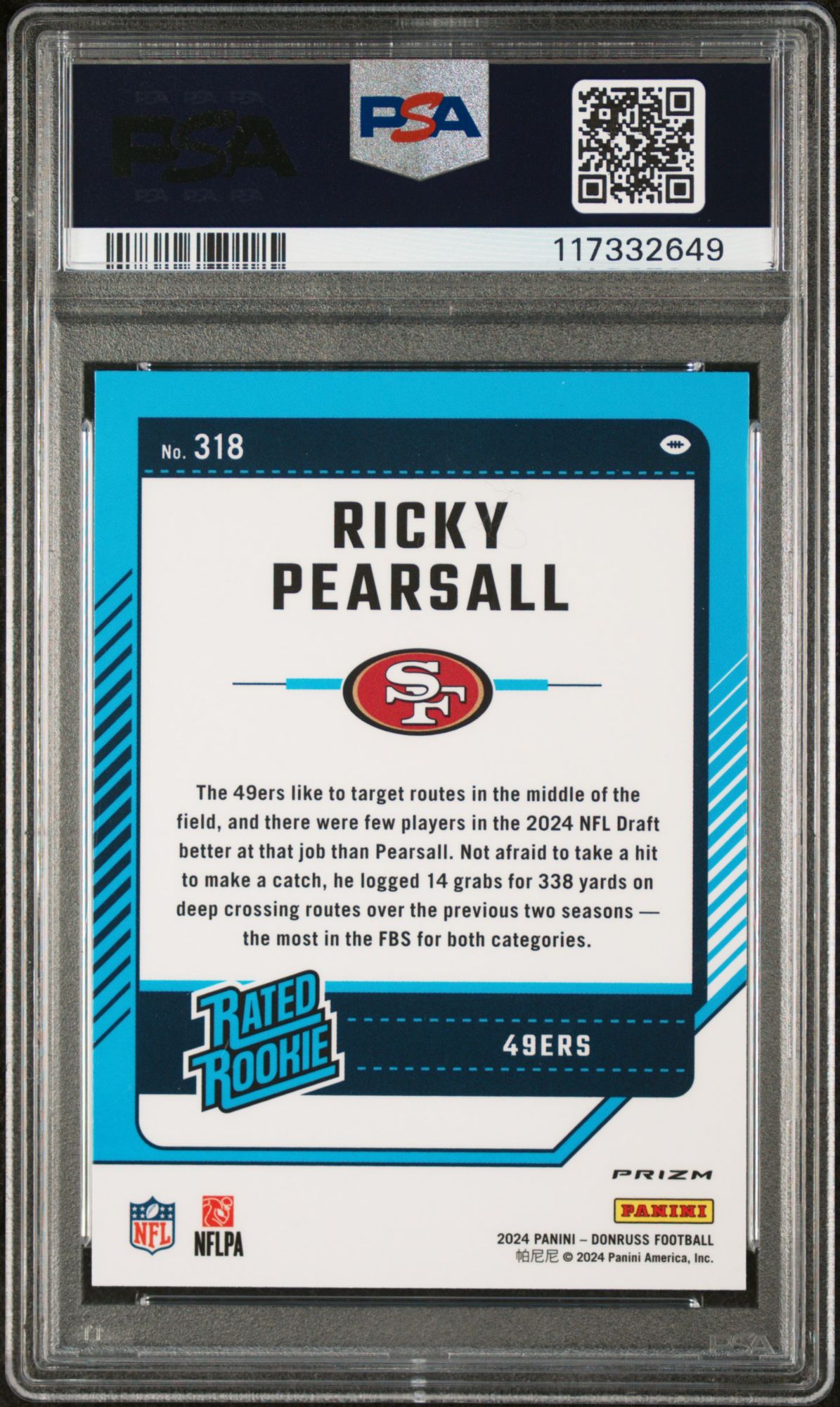 2024 Panini Donruss 318 Ricky Pearsall Optic Preview-red Wave PSA 10 product image