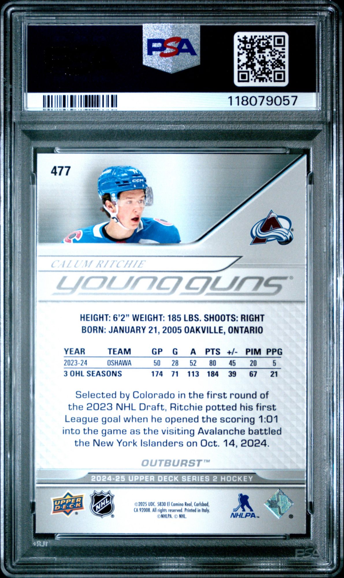 2024 Upper Deck 477 Calum Ritchie Outburst PSA 10 product image