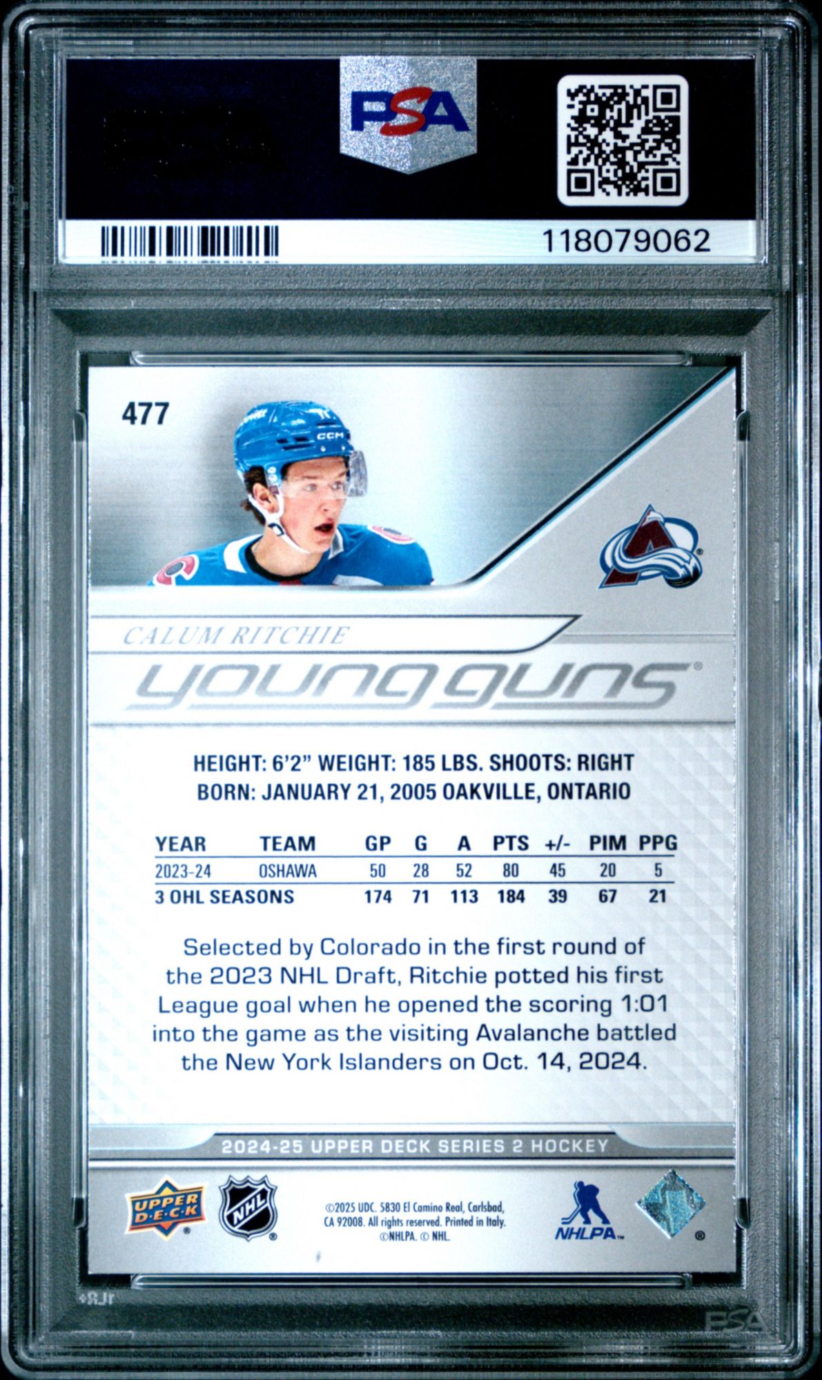 2024 Upper Deck 477 Calum Ritchie PSA 10 product image