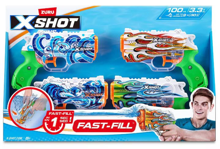 Zuru X-Shot Fast-Fill Skins Nano Water Blaster - 4-Pack product image