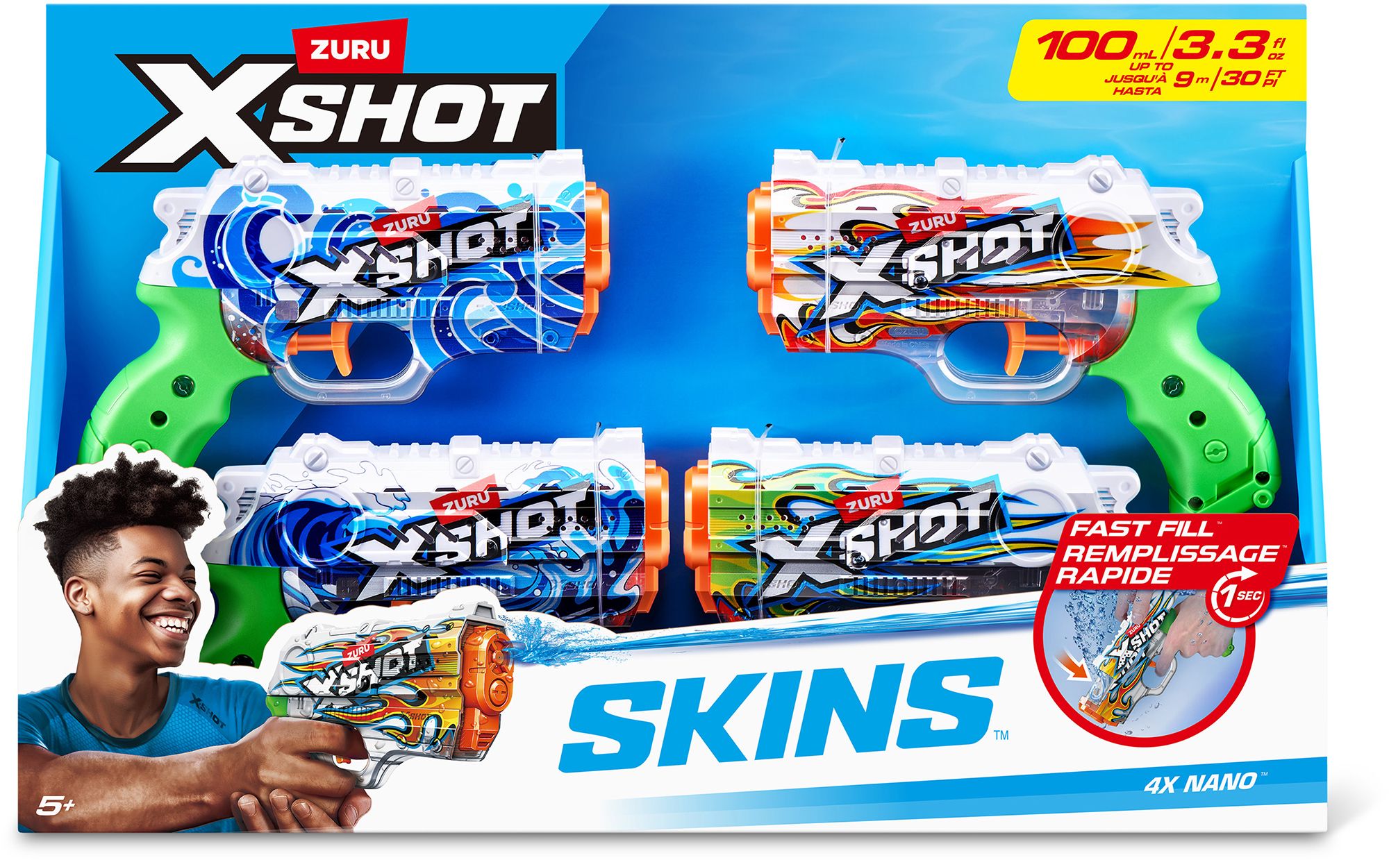 Zuru X-Shot Fast-Fill Skins Nano Water Blaster - 4-Pack product image