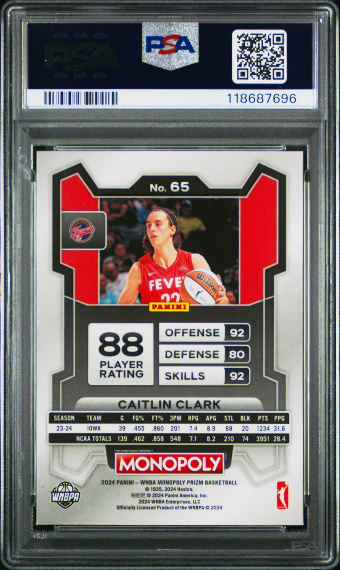 2024 Panini Prizm Monopoly Wnba 65 Caitlin Clark PSA 10 product image
