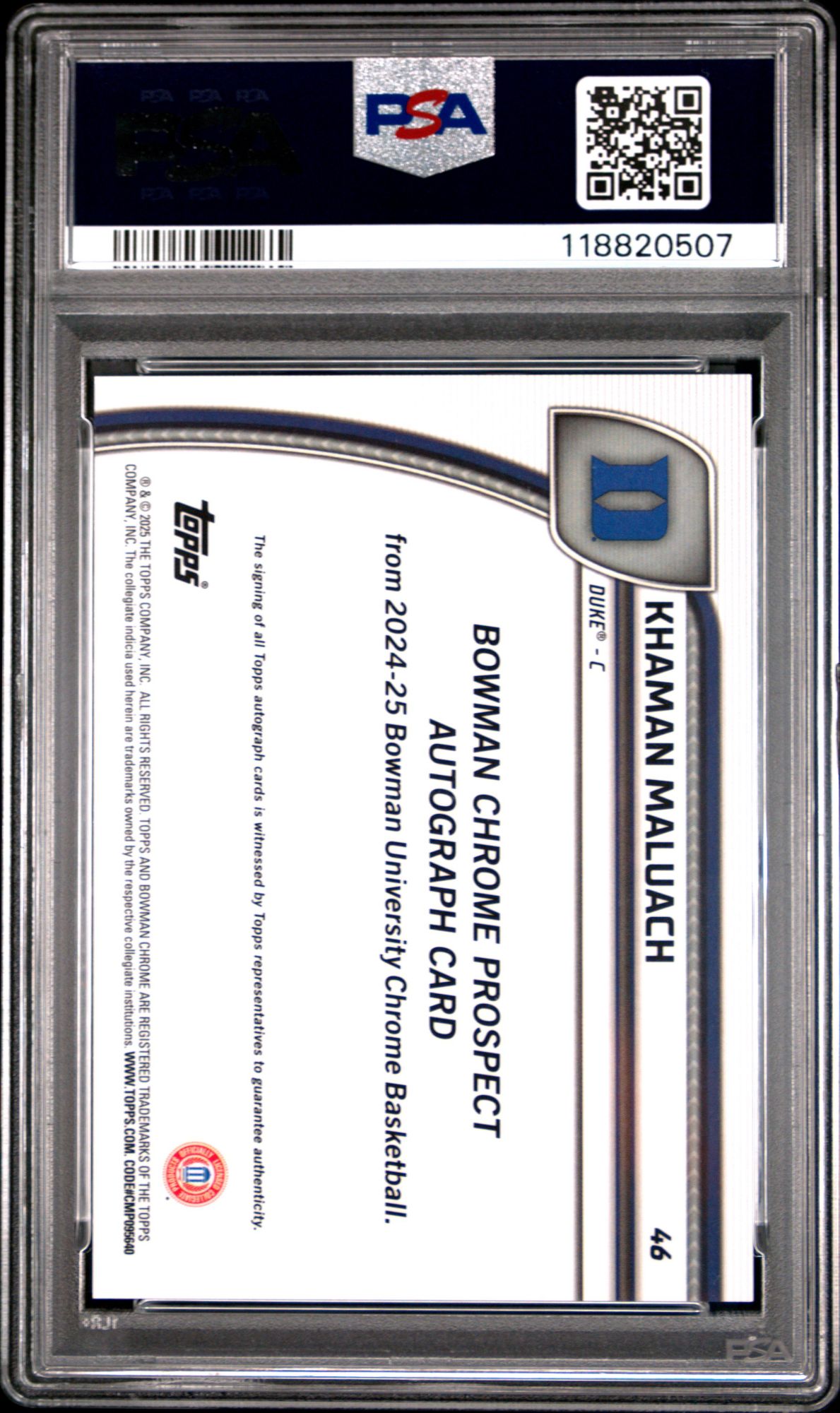 2024 Bowman Chrome University 46 Khaman Maluach Autograph-black & Blue Stealth Refractor PSA 10 product image