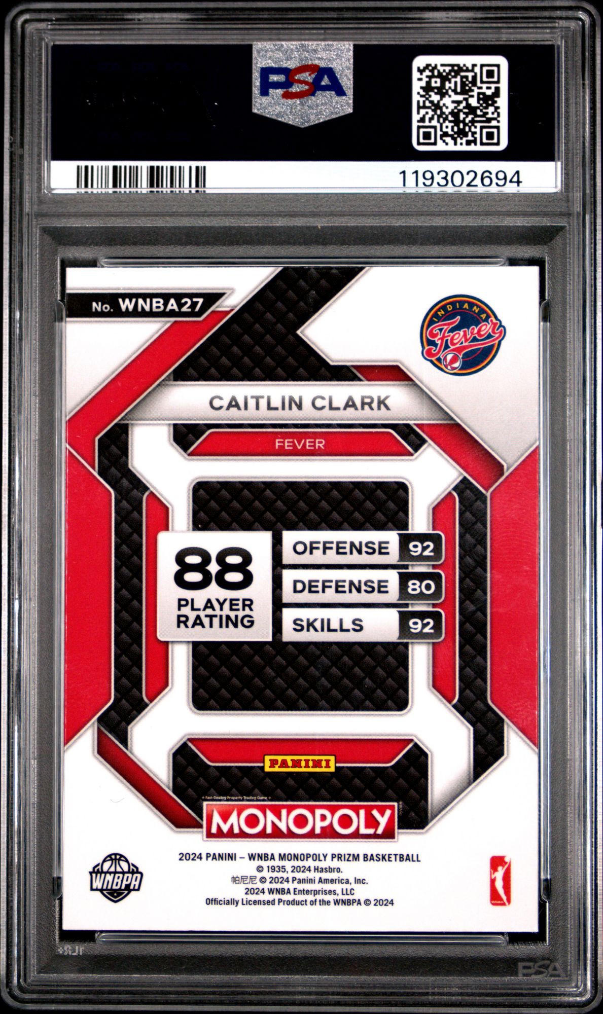 2024 Panini Prizm Monopoly WNBA Insert 27 Caitlin Clark PSA 10 product image
