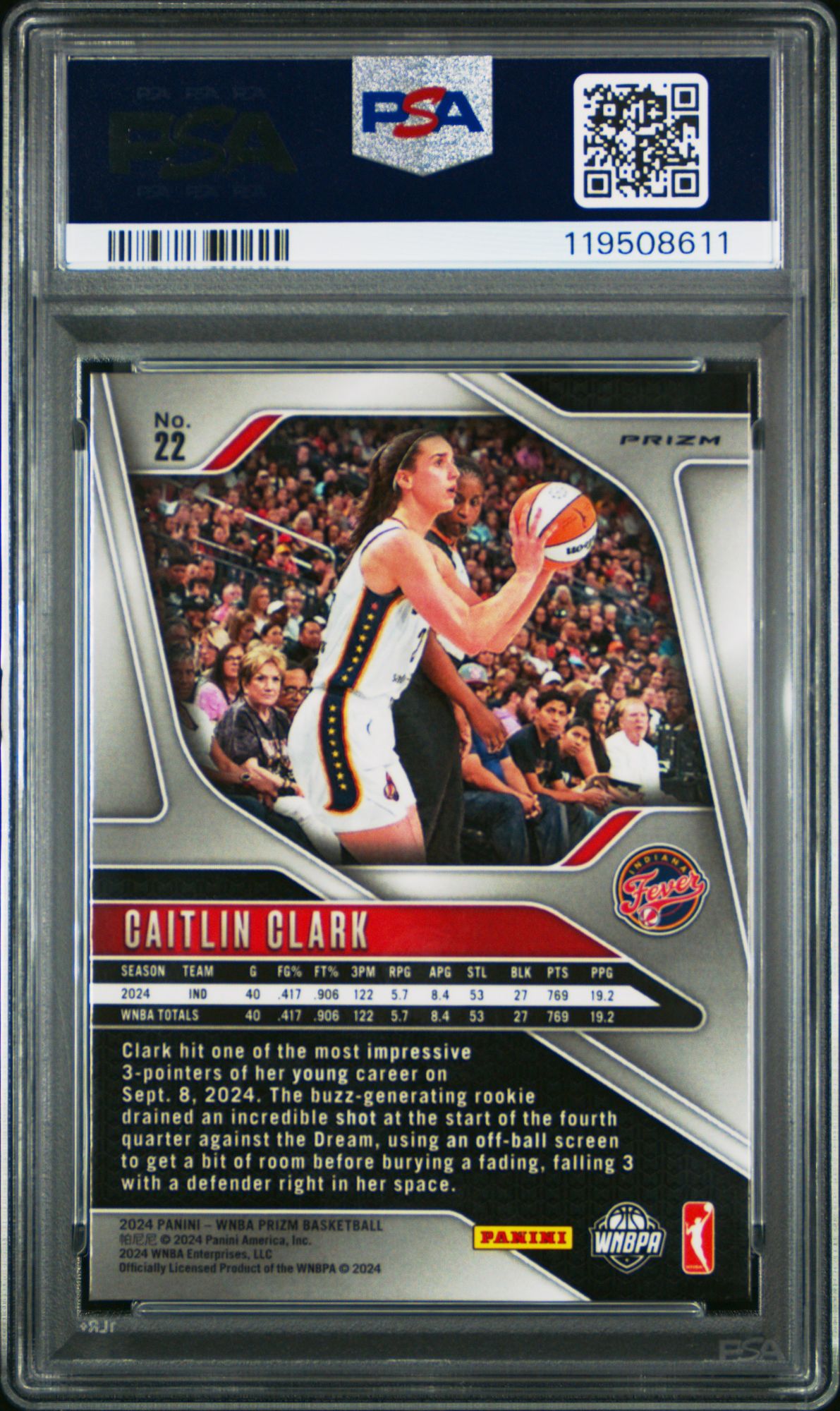 2024 Panini Prizm WNBA 22 Caitlin Clark Silver Prizm PSA 9 product image