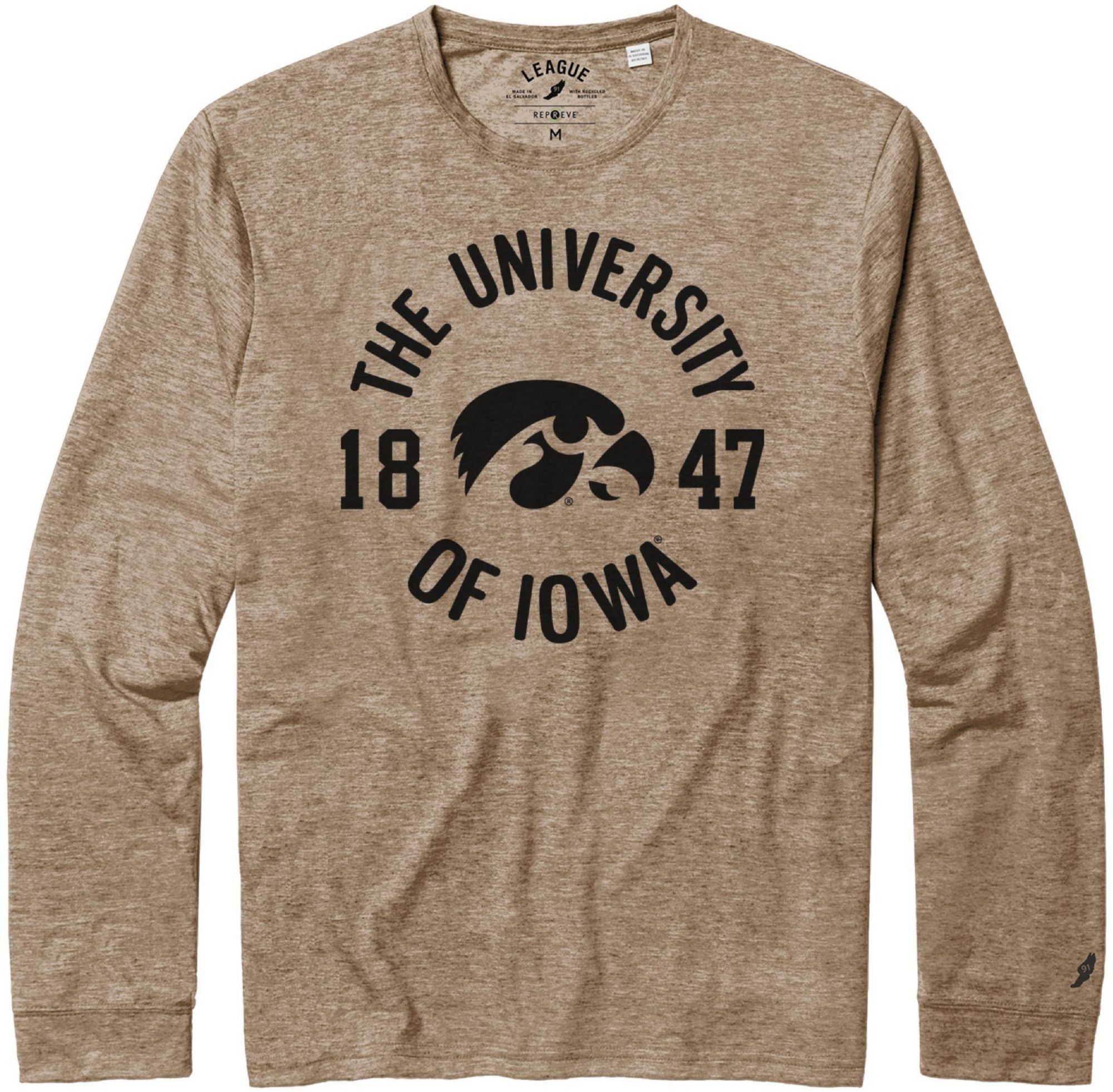 League-Legacy Men's Iowa Hawkeyes Brown Reclaim Tri-Blend Long Sleeve T-Shirt product image