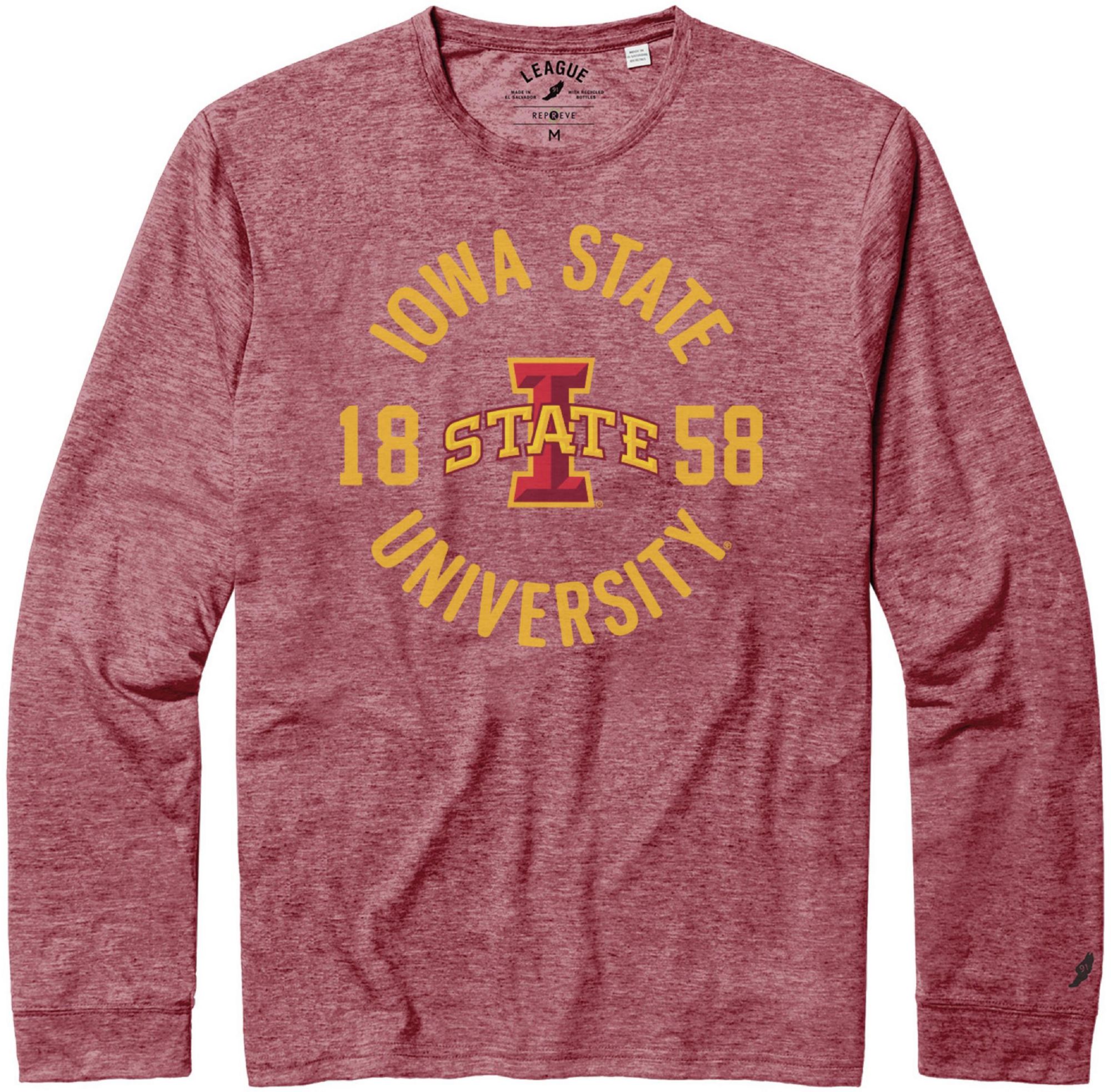 League-Legacy Men's Iowa State Cyclones Cardinal Reclaim Tri-Blend Long Sleeve T-Shirt product image