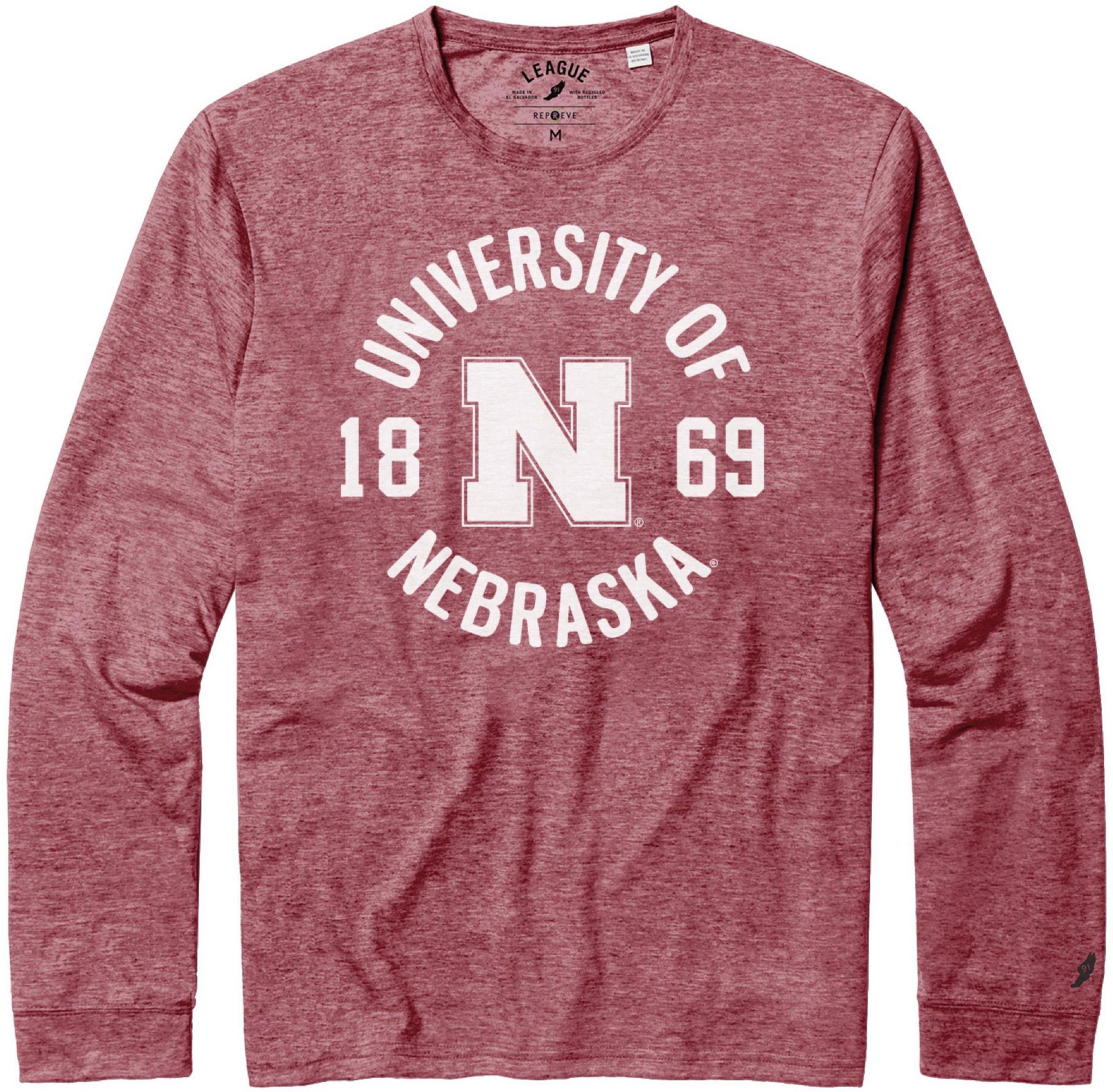 League-Legacy Men's Nebraska Cornhuskers Scarlet Reclaim Tri-Blend Long Sleeve T-Shirt