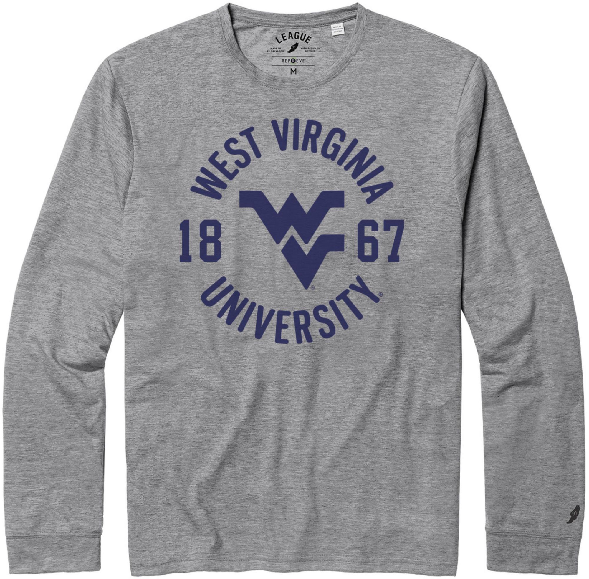 League-Legacy Men's West Virginia Mountaineers Grey Reclaim Tri-Blend Long Sleeve T-Shirt product image