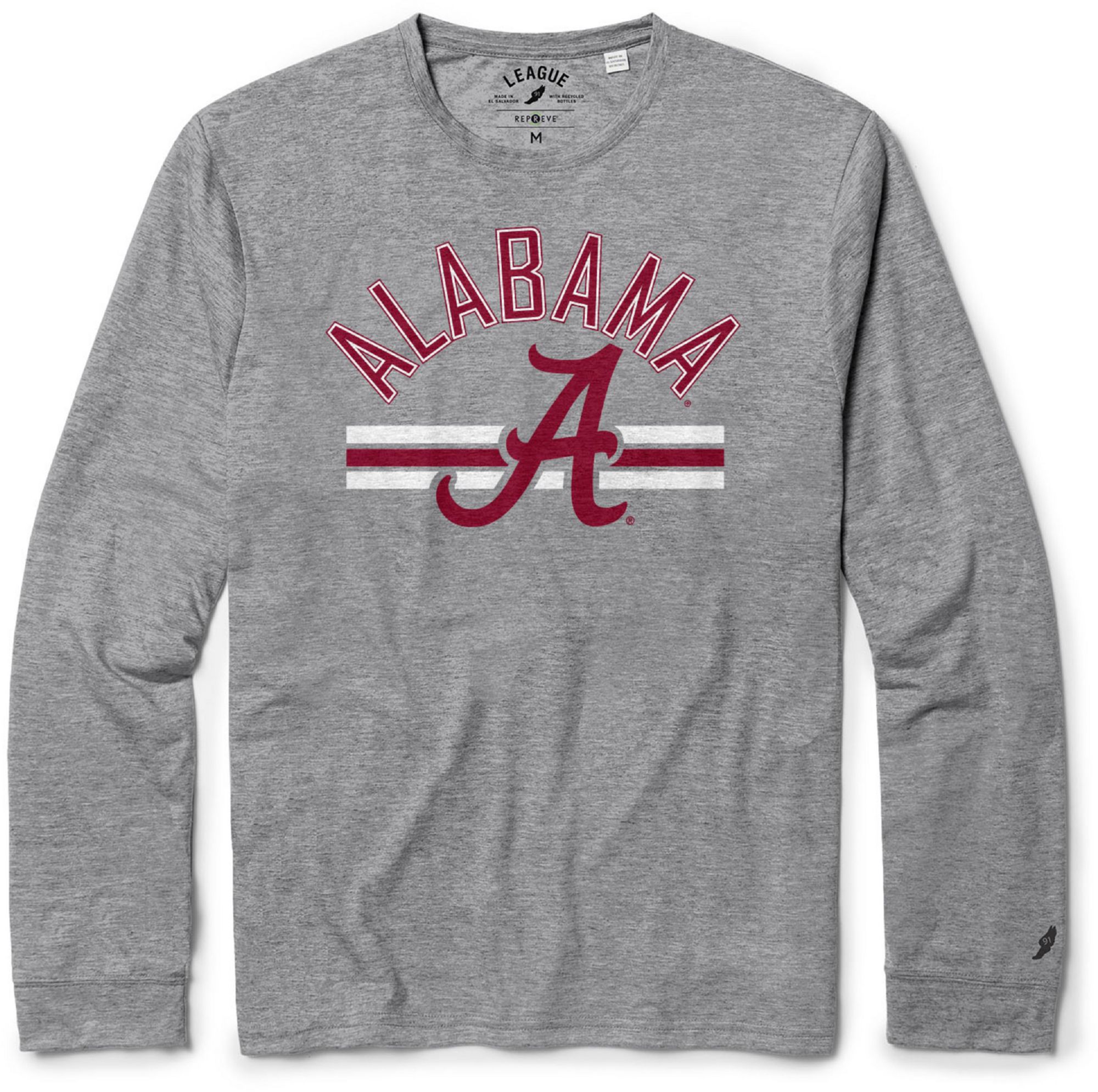 League-Legacy Men's Alabama Crimson Tide Grey Reclaim Tri-Blend Long Sleeve T-Shirt product image