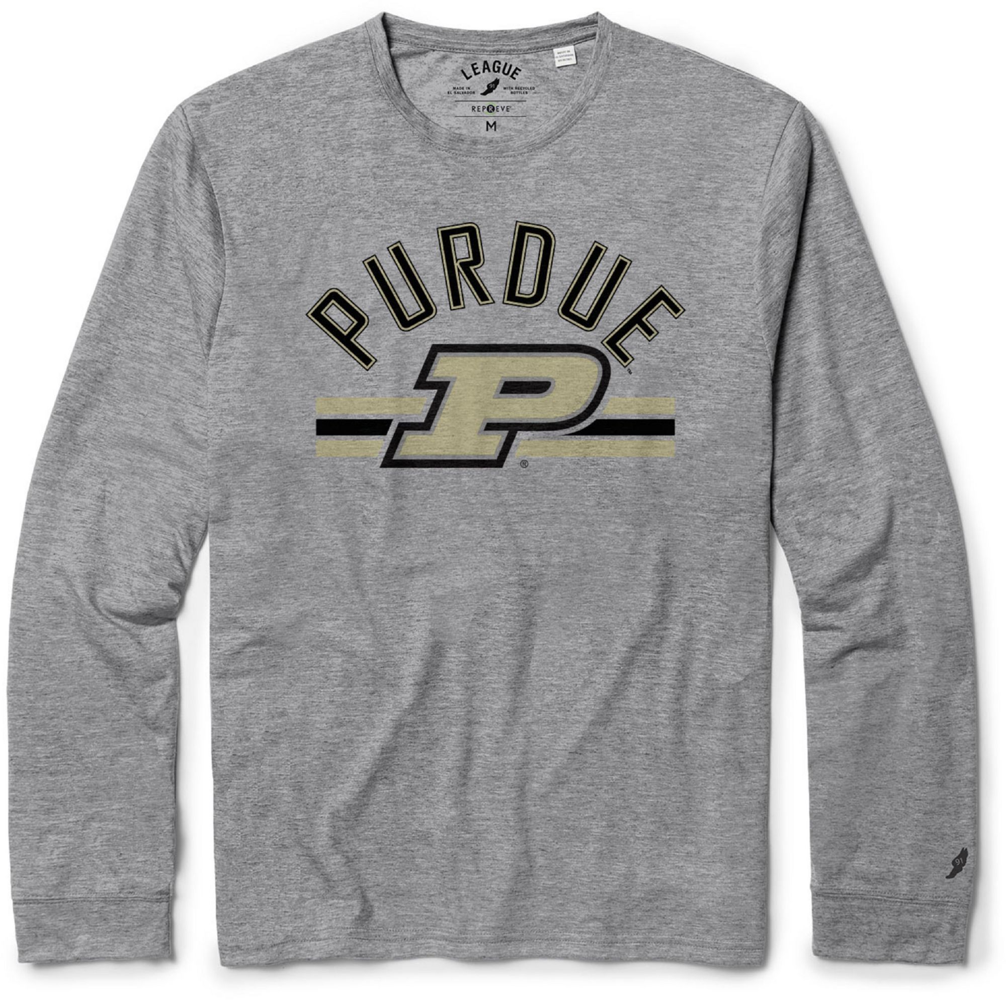 League-Legacy Men's Purdue Boilermakers Grey Reclaim Tri-Blend Long Sleeve T-Shirt product image