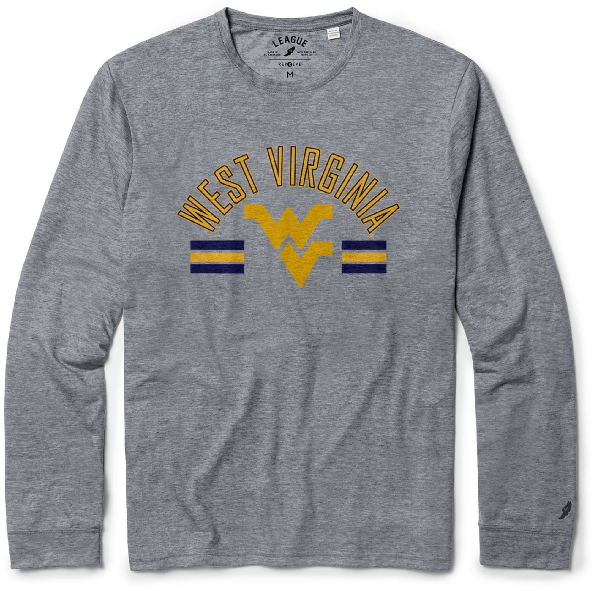 League-Legacy Men's West Virginia Mountaineers Blue Reclaim Tri-Blend Long Sleeve T-Shirt product image