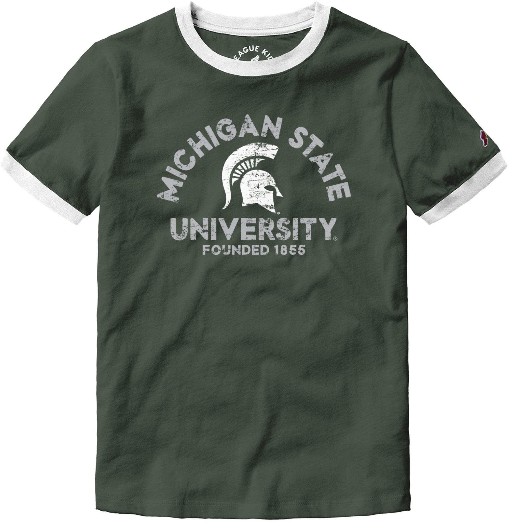 League-Legacy Youth Girls' Michigan State Spartans Green Ringer T-Shirt product image