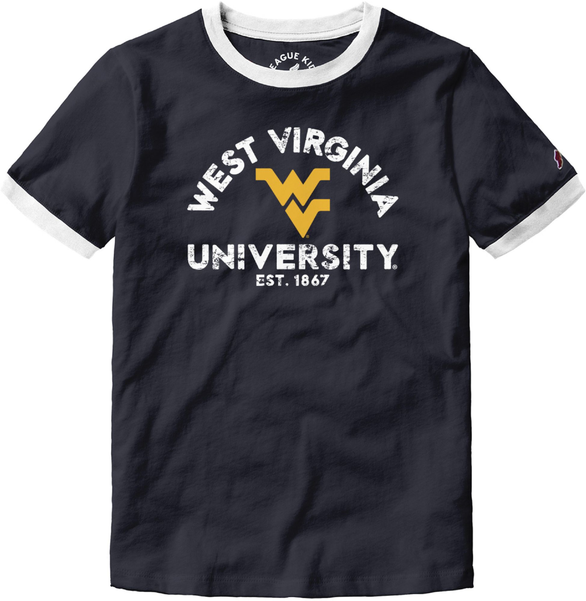 League-Legacy Youth Girls' West Virginia Mountaineers Blue Ringer T-Shirt product image