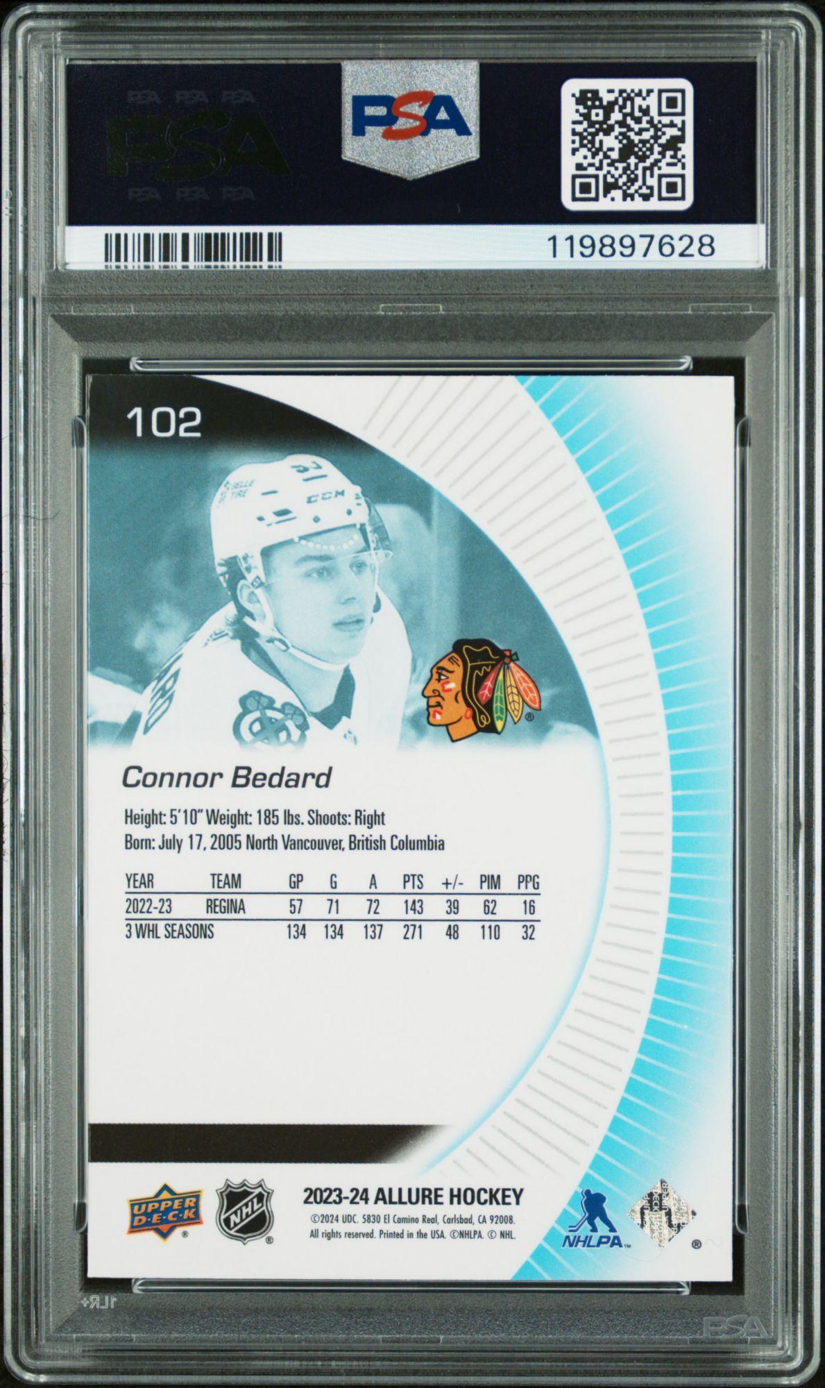 2023 Upper Deck Allure 102 Connor Bedard PSA 10 product image