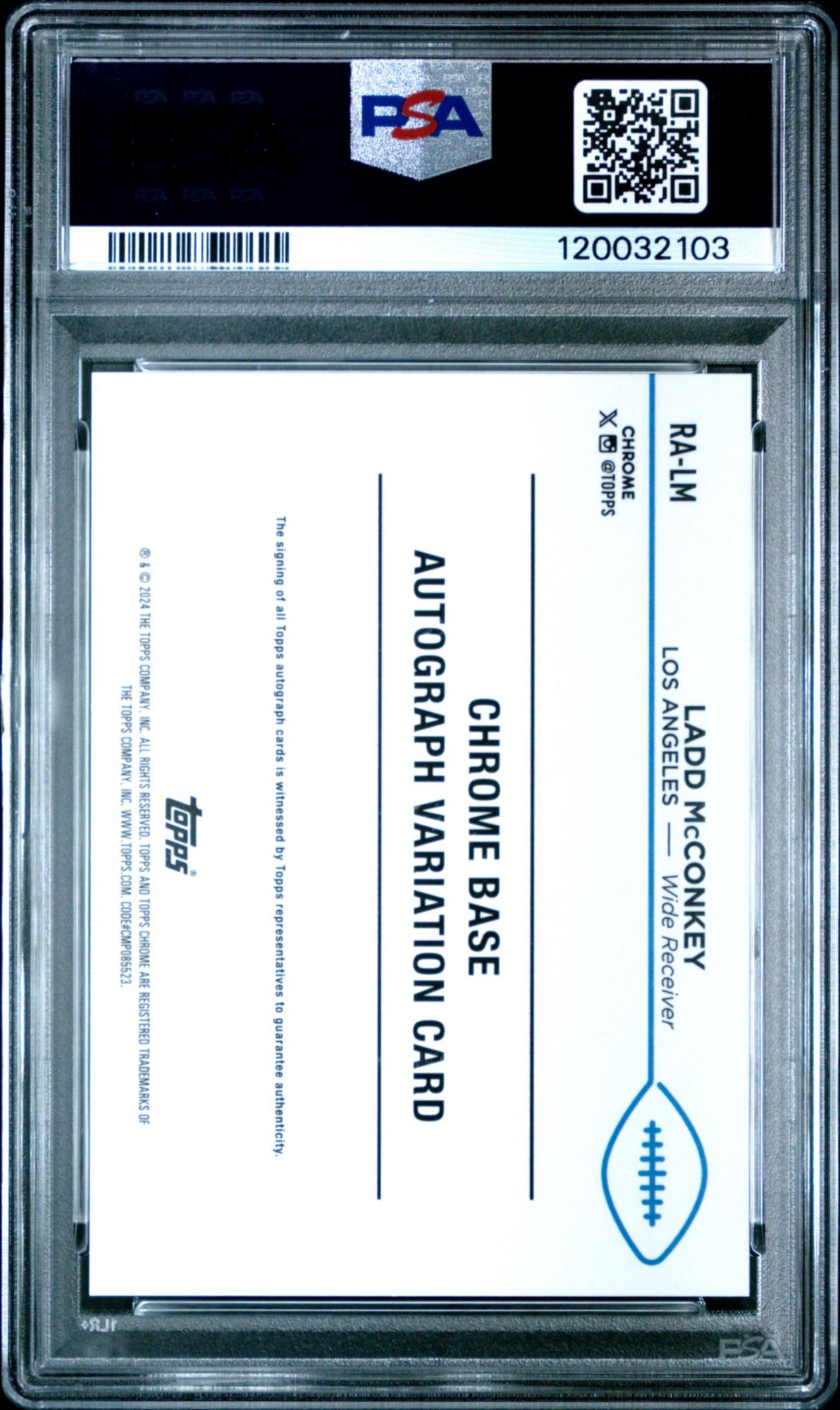 2024 Topps Chrome Rookie Autographs Variations Ralm Ladd Mcconkey Aqua Sonar PSA 10 product image