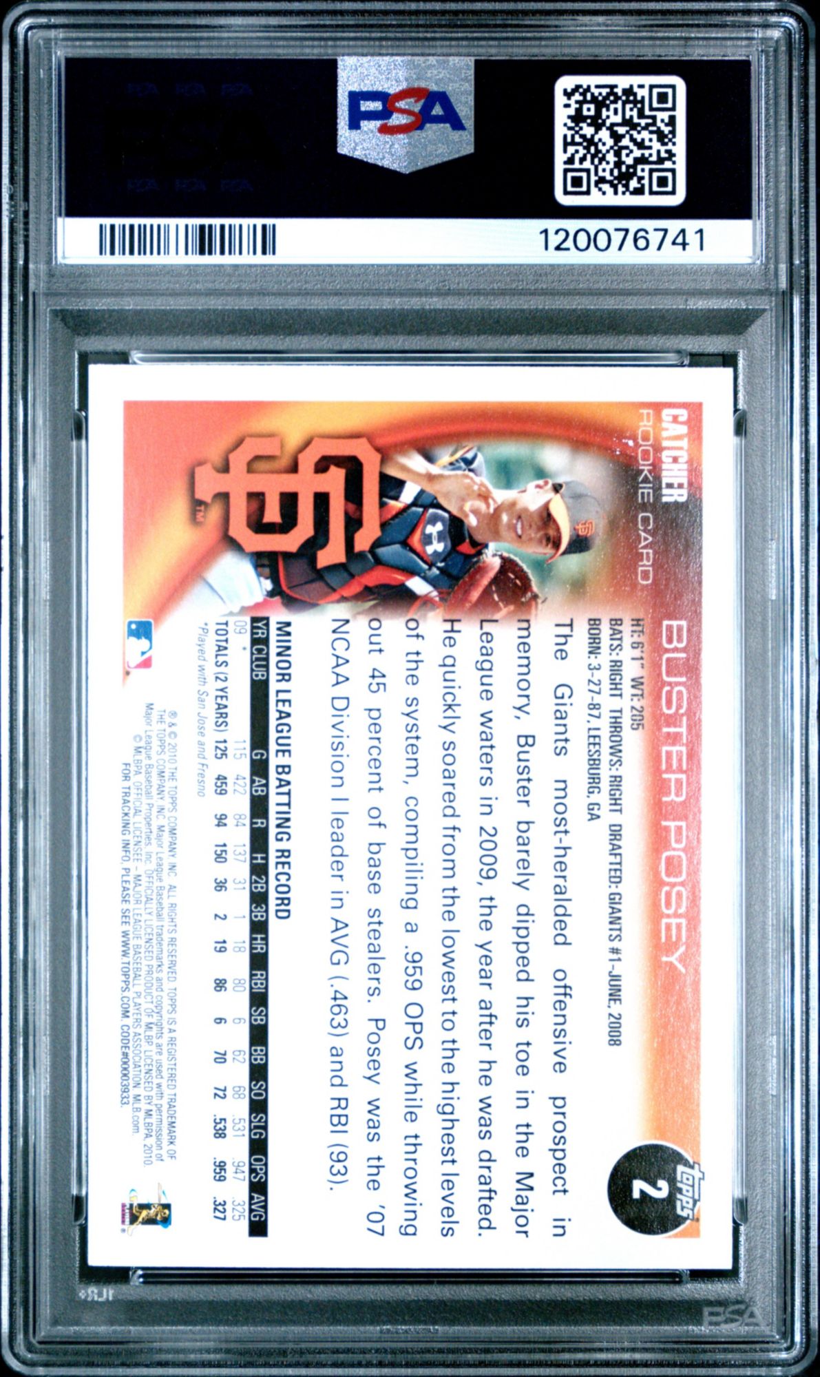 2010 Topps 2 Buster Posey PSA 10 product image
