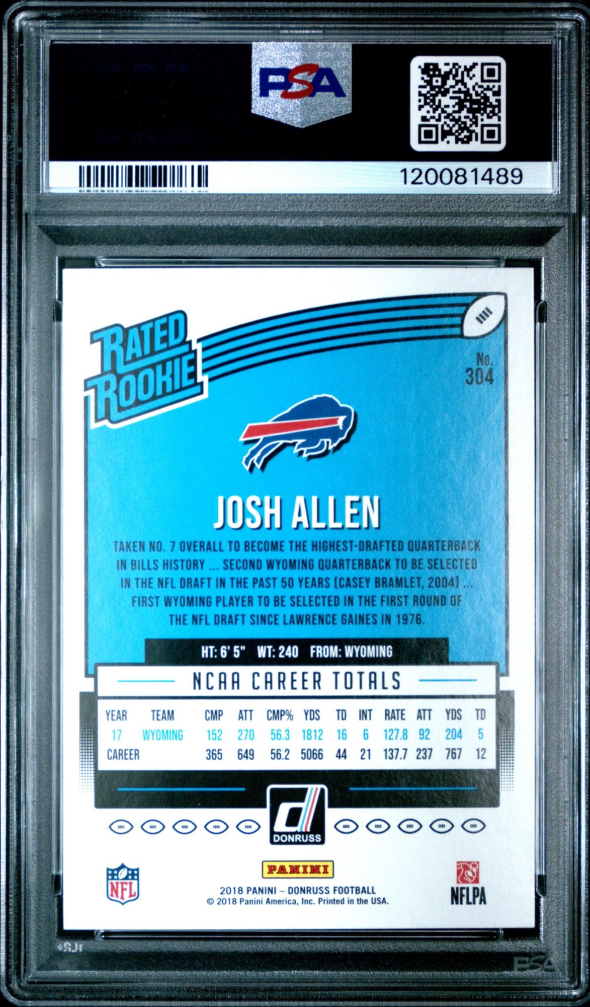 2018 Panini Donruss 304 Josh Allen PSA 10 product image