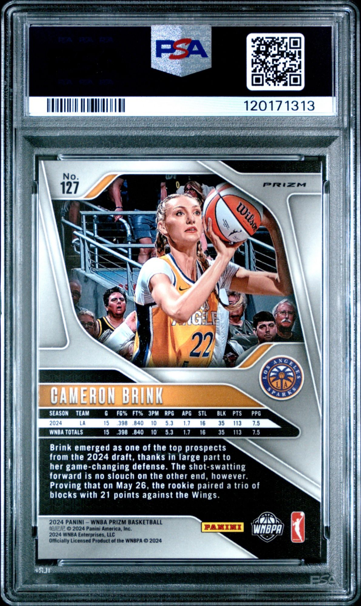 2024 Panini Prizm WNBA 127 Cameron Brink Orange Ice PSA 10 product image