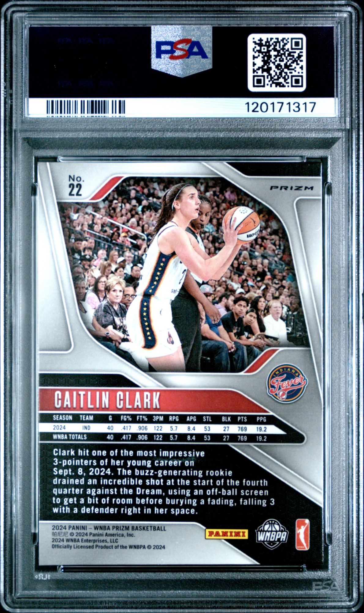 2024 Panini Prizm WNBA 22 Caitlin Clark Green Prizm PSA 8 product image