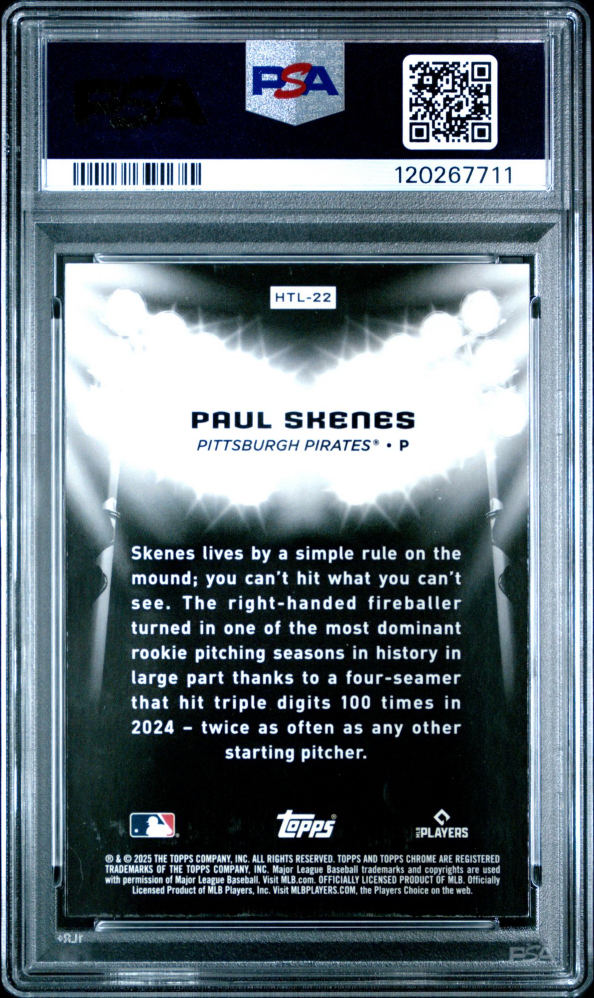 2025 Topps Chrome Black Hit The Lights Htl22 Paul Skenes PSA 10 product image