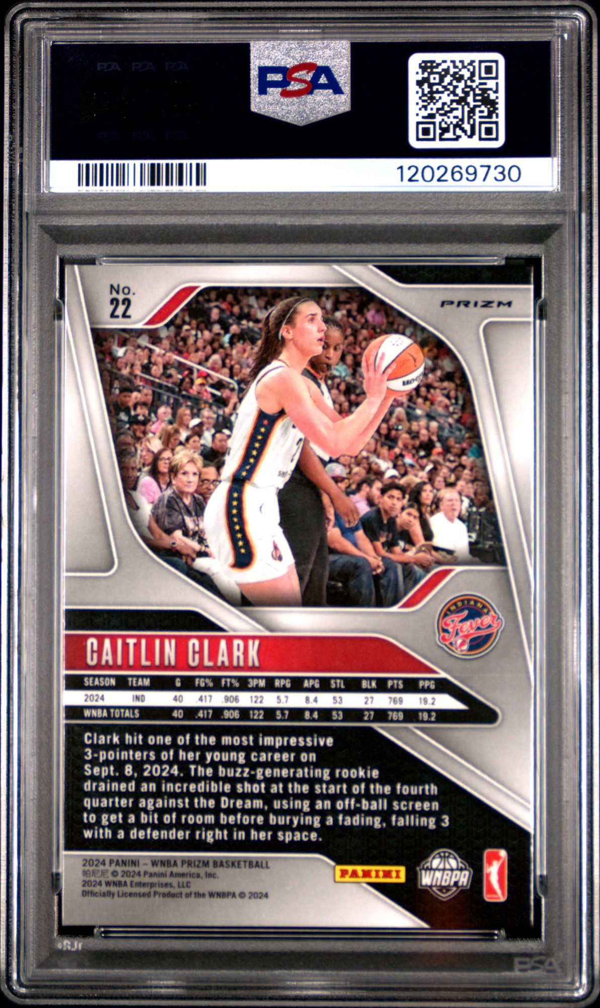 2024 Panini Prizm WNBA 22 Caitlin Clark Ice PSA 8 product image