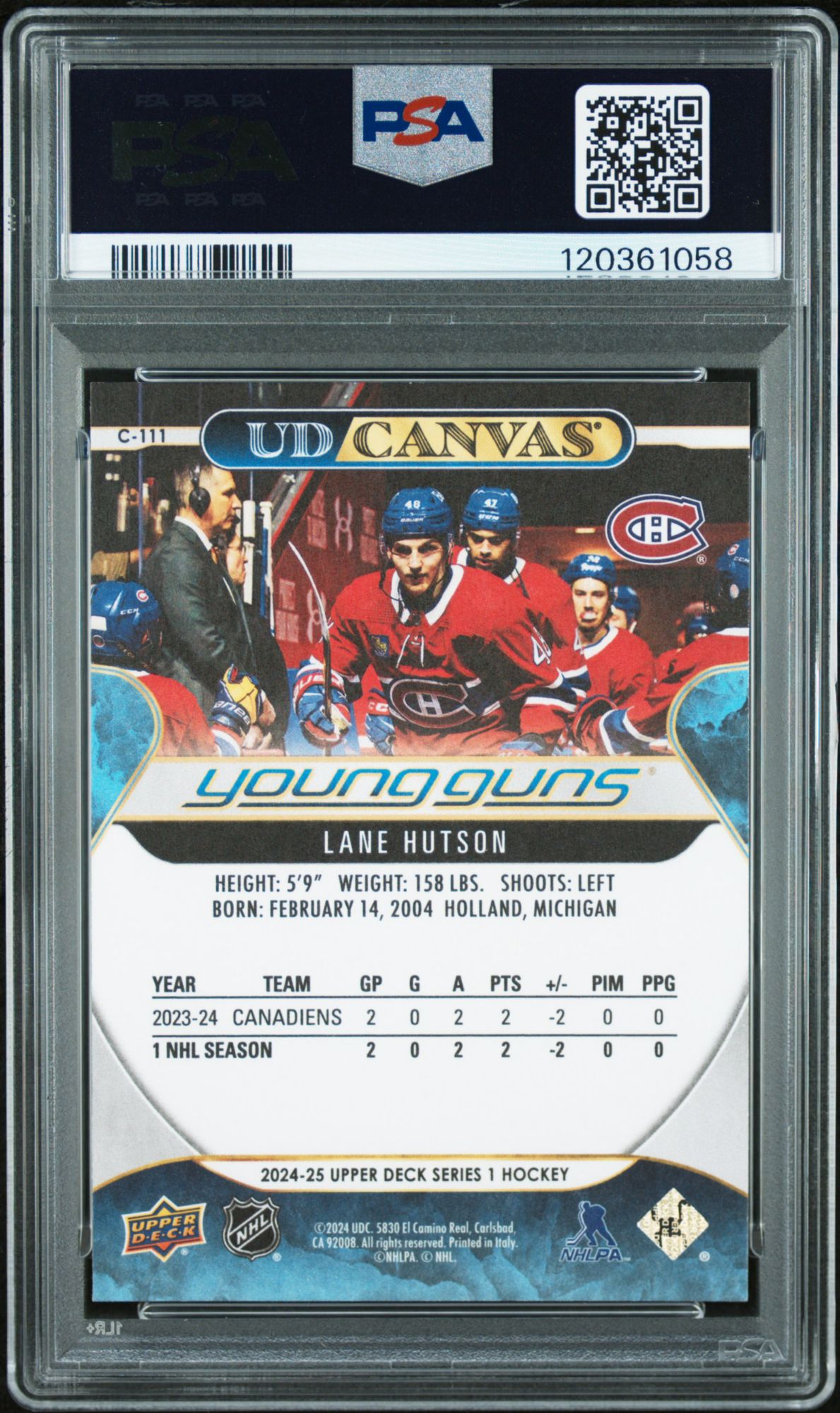 2024 Upper Deck UD Canvas C111 Lane Hutson PSA 10 product image