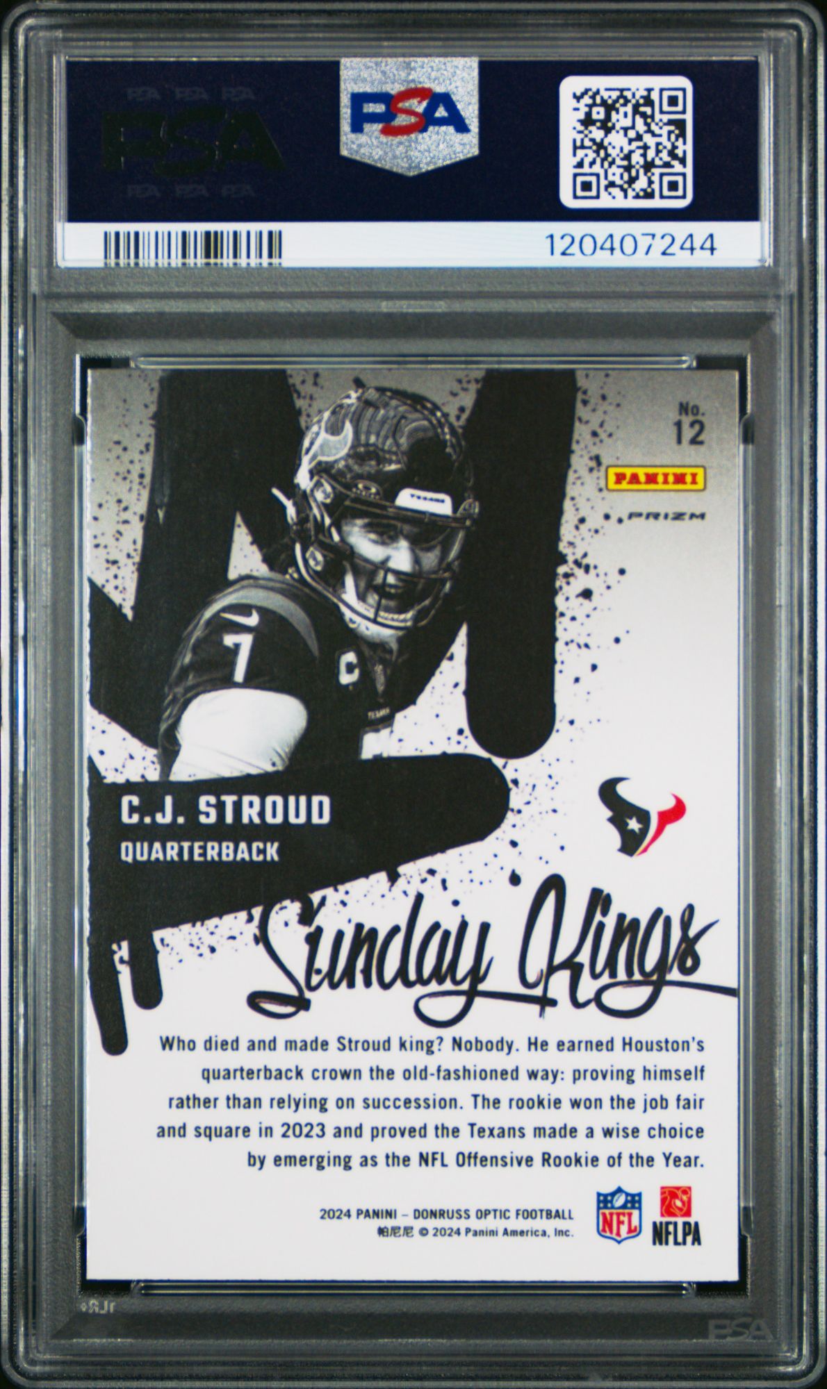 2024 Panini Donruss Optic Sunday Kings 12 Cj Stroud PSA 10 product image