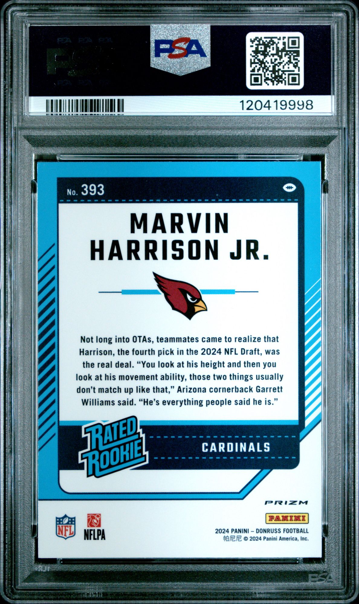 2024 Panini Donruss 393 Marvin Harrison Jr. Optic Preview-blue Scope PSA 10 product image
