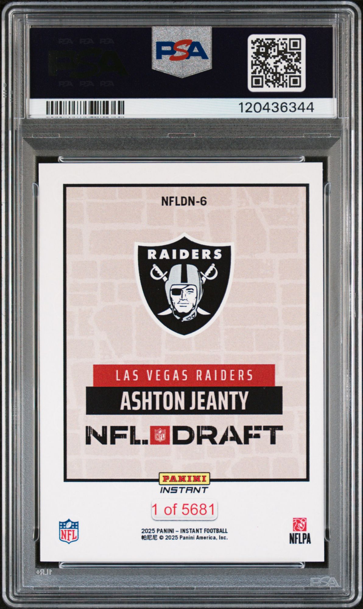 2025 Panini Instant Nfl Draft Night Nfldn6 Ashton Jeanty PSA 10 product image