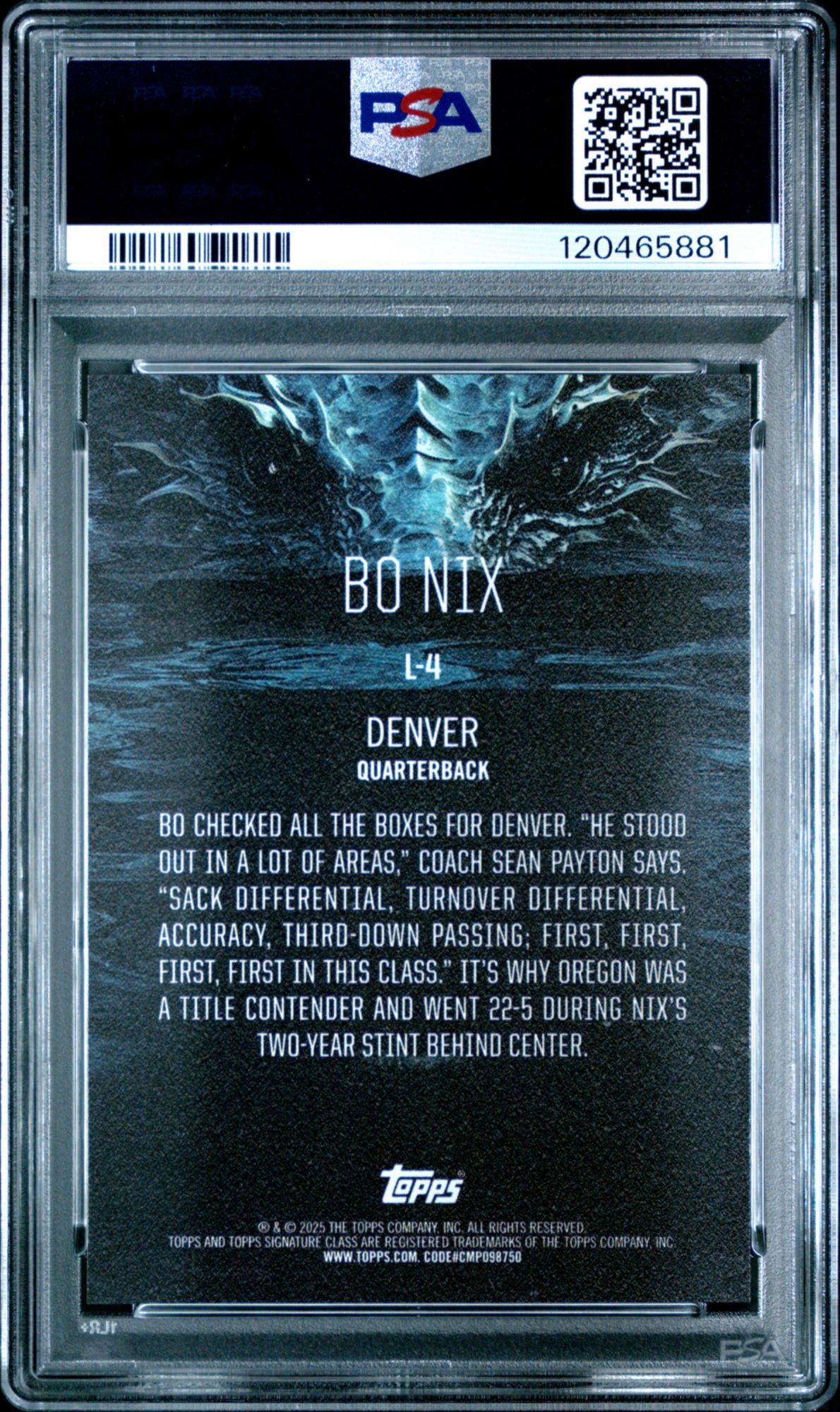 2024 Topps Signature Class Leviathans L4 Bo Nix PSA 10 product image