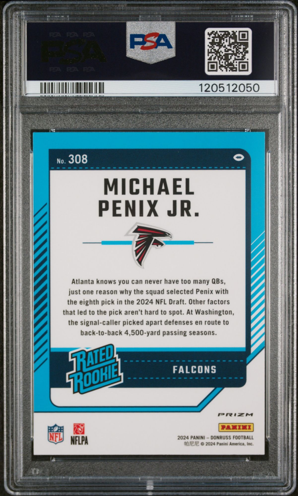 2024 Panini Donruss 308 Michael Penix Jr. Optic Preview-Red Wave PSA 10 product image