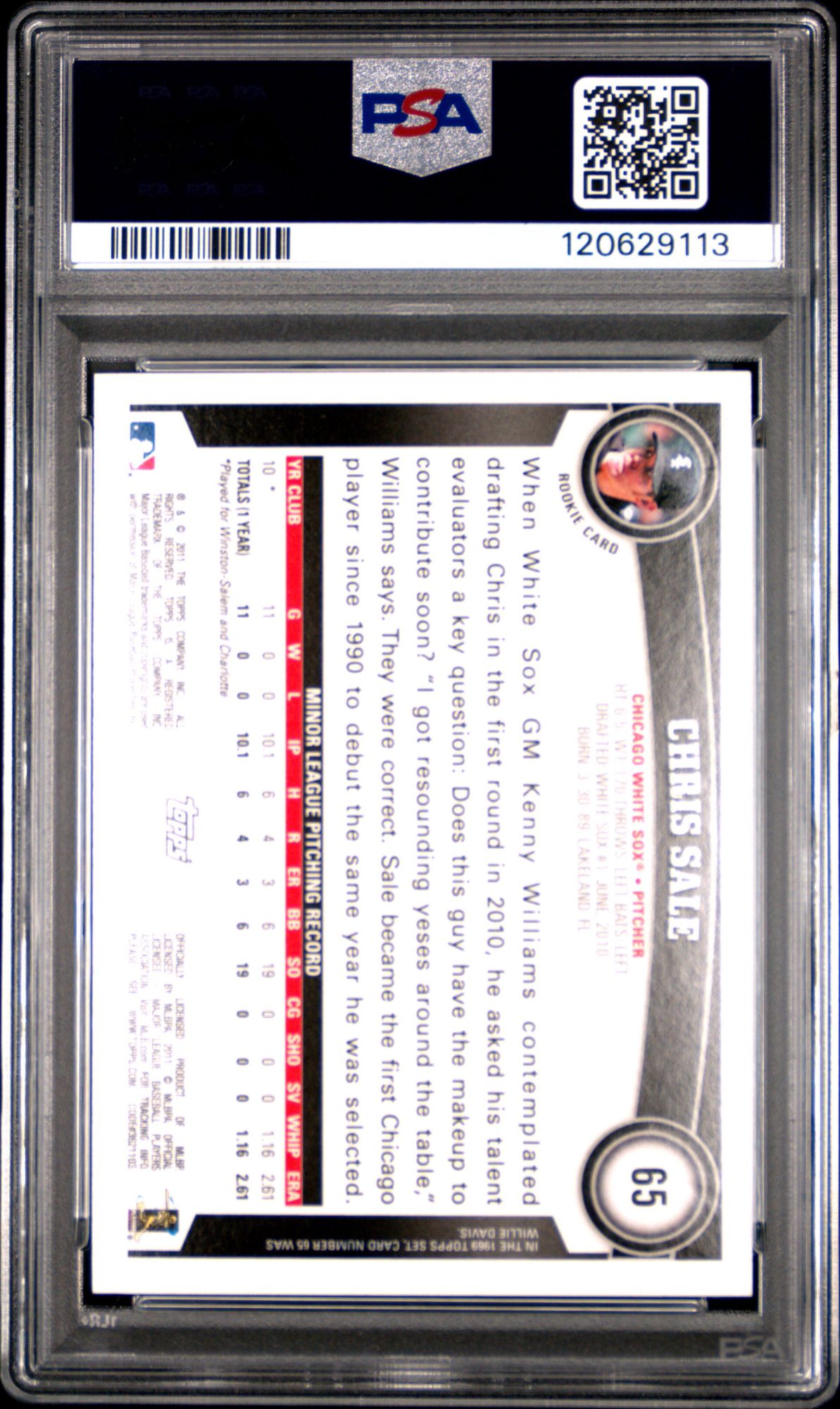 2011 Topps 65 Chris Sale Diamond Anniversary PSA 10 product image